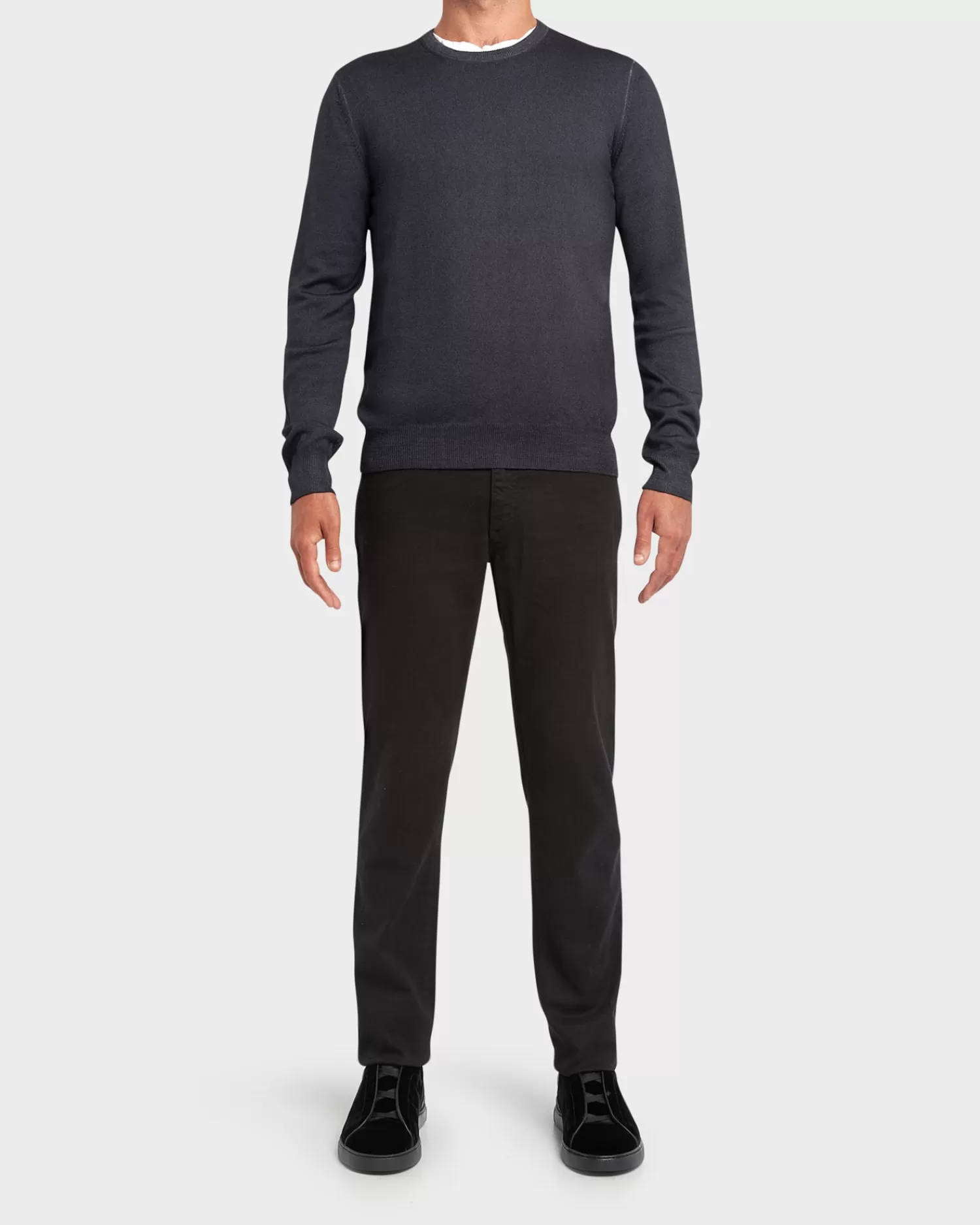 Gran Sasso Anthracite Grey Crew Neck Wool Sweater^ Knitwear