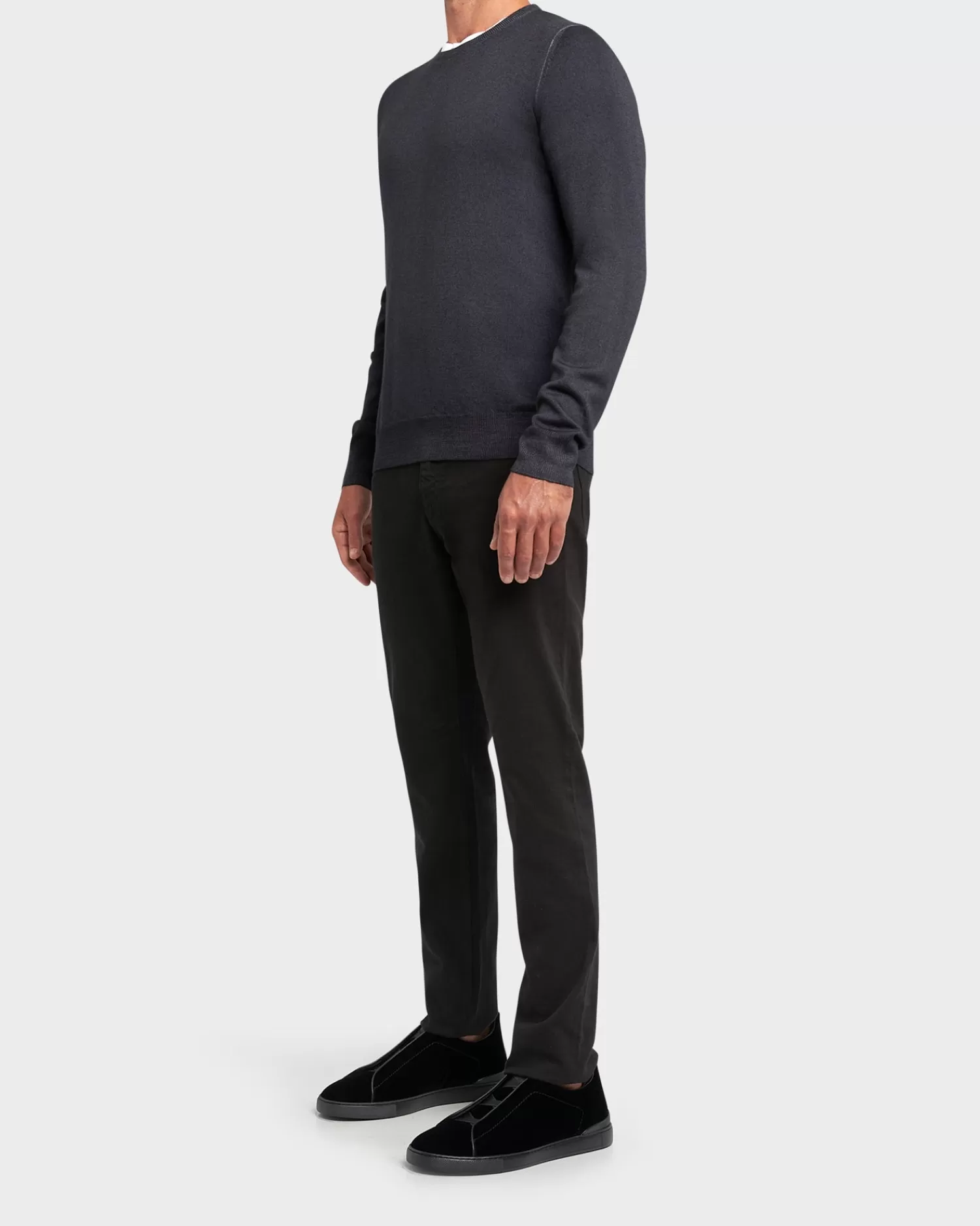 Gran Sasso Anthracite Grey Crew Neck Wool Sweater^ Knitwear