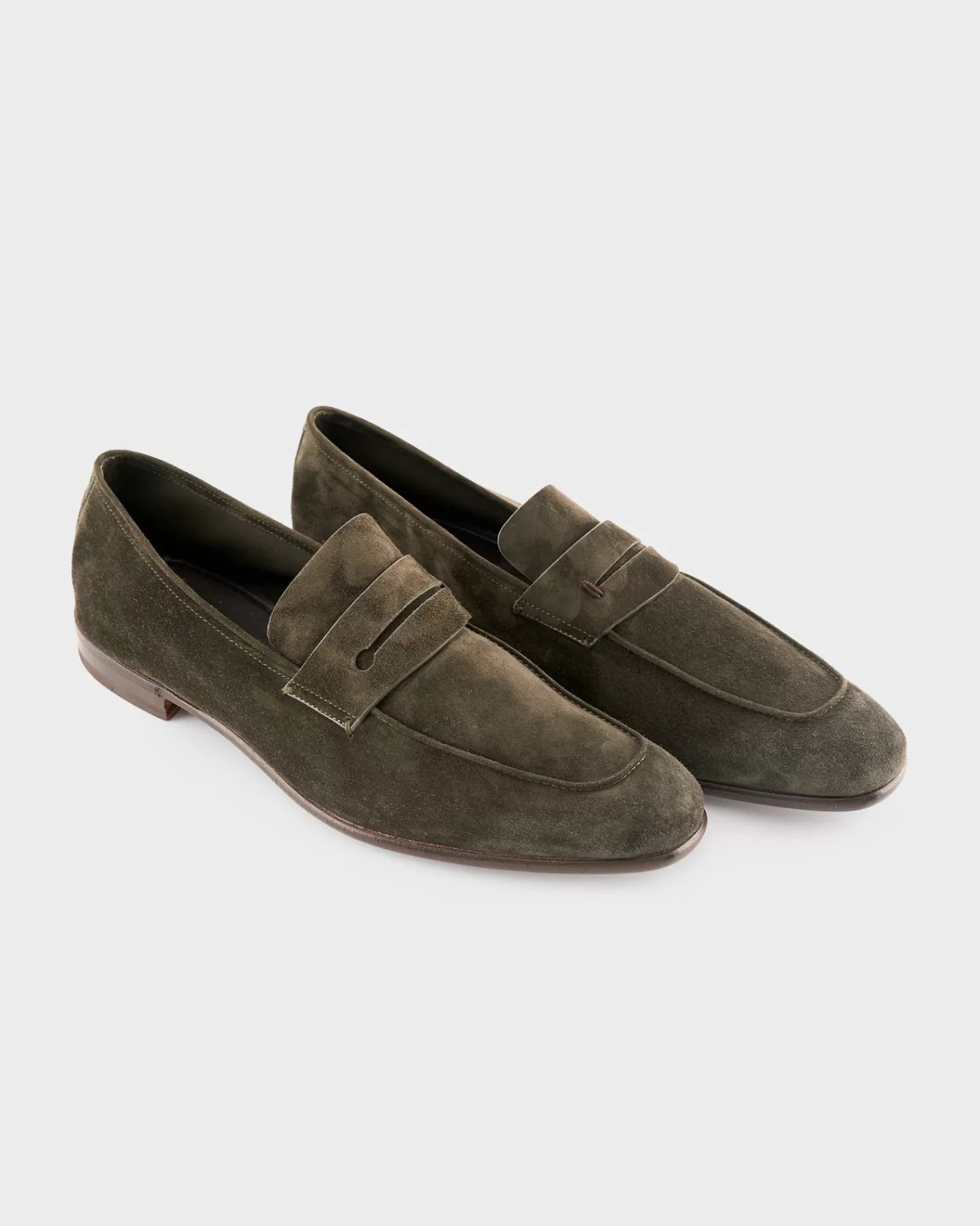 Zegna Army Green Suede L'Asola Loafers^ Loafers