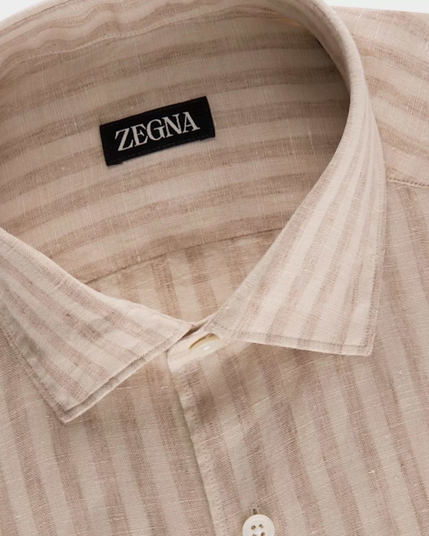 Zegna Beige Striped Linen Shirt^ Casual Shirts