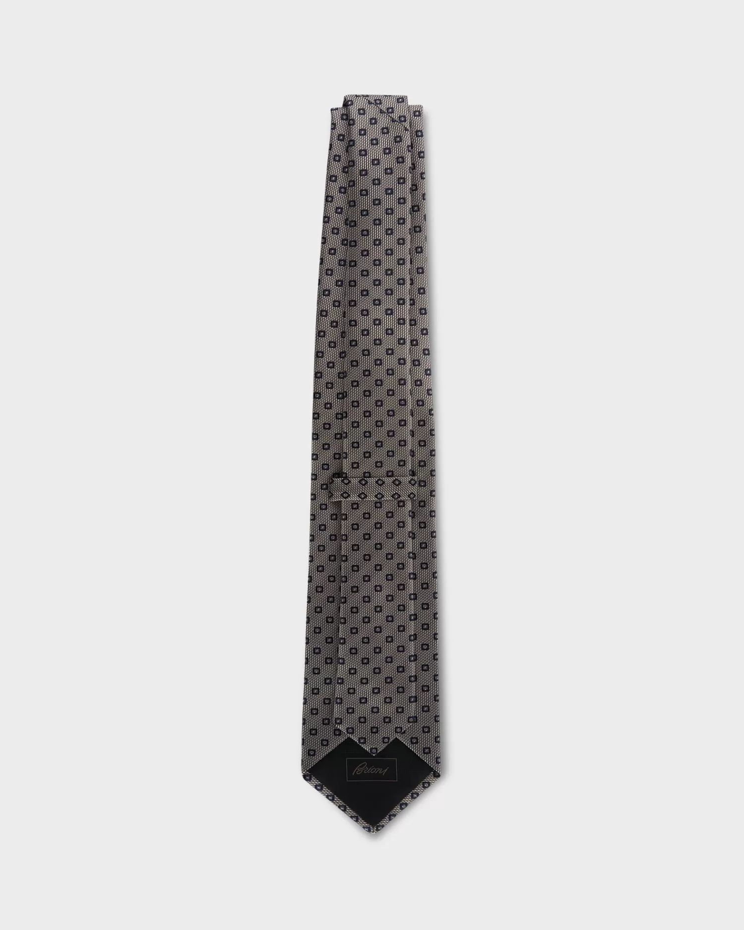 Brioni Beige With Navy Pattern Silk Tie^ Ties