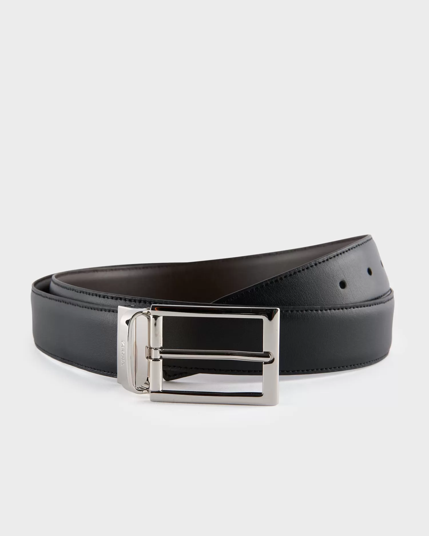 Zegna Black And Dark Brown Reversible Leather Belt^ Belts