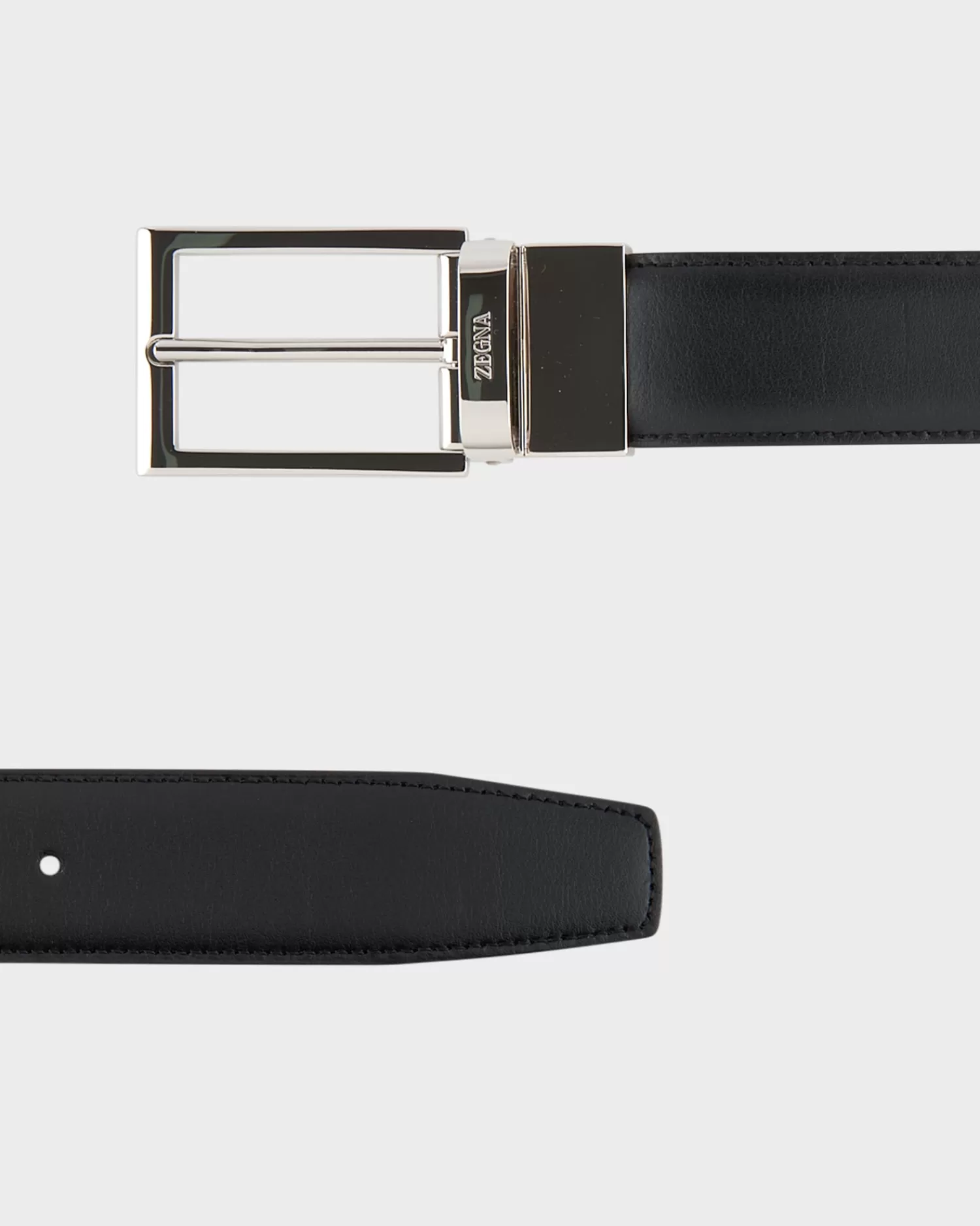 Zegna Black And Dark Brown Reversible Leather Belt^ Belts