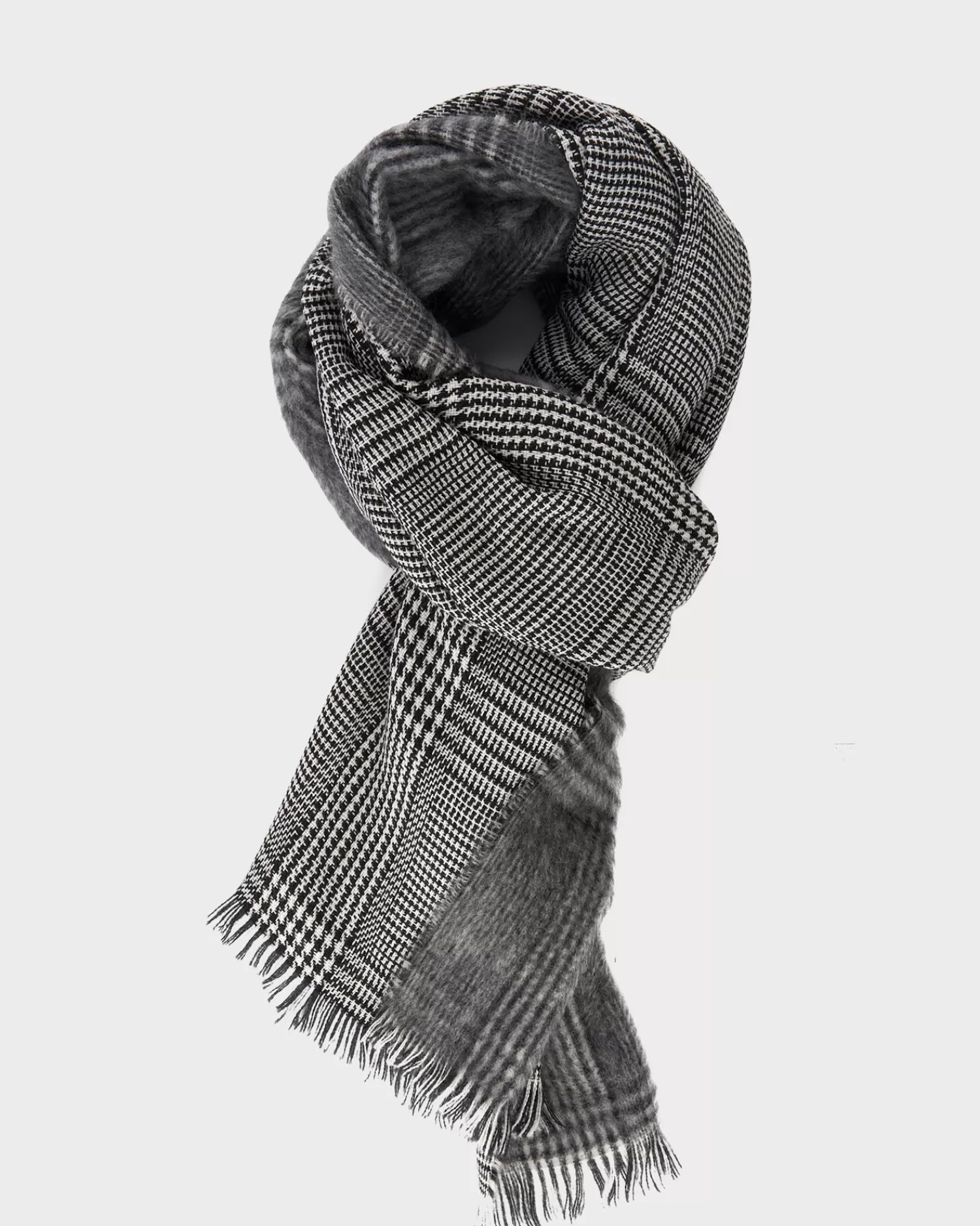 Altea Black And White Houndstooth Wool Scarf^ Scarves