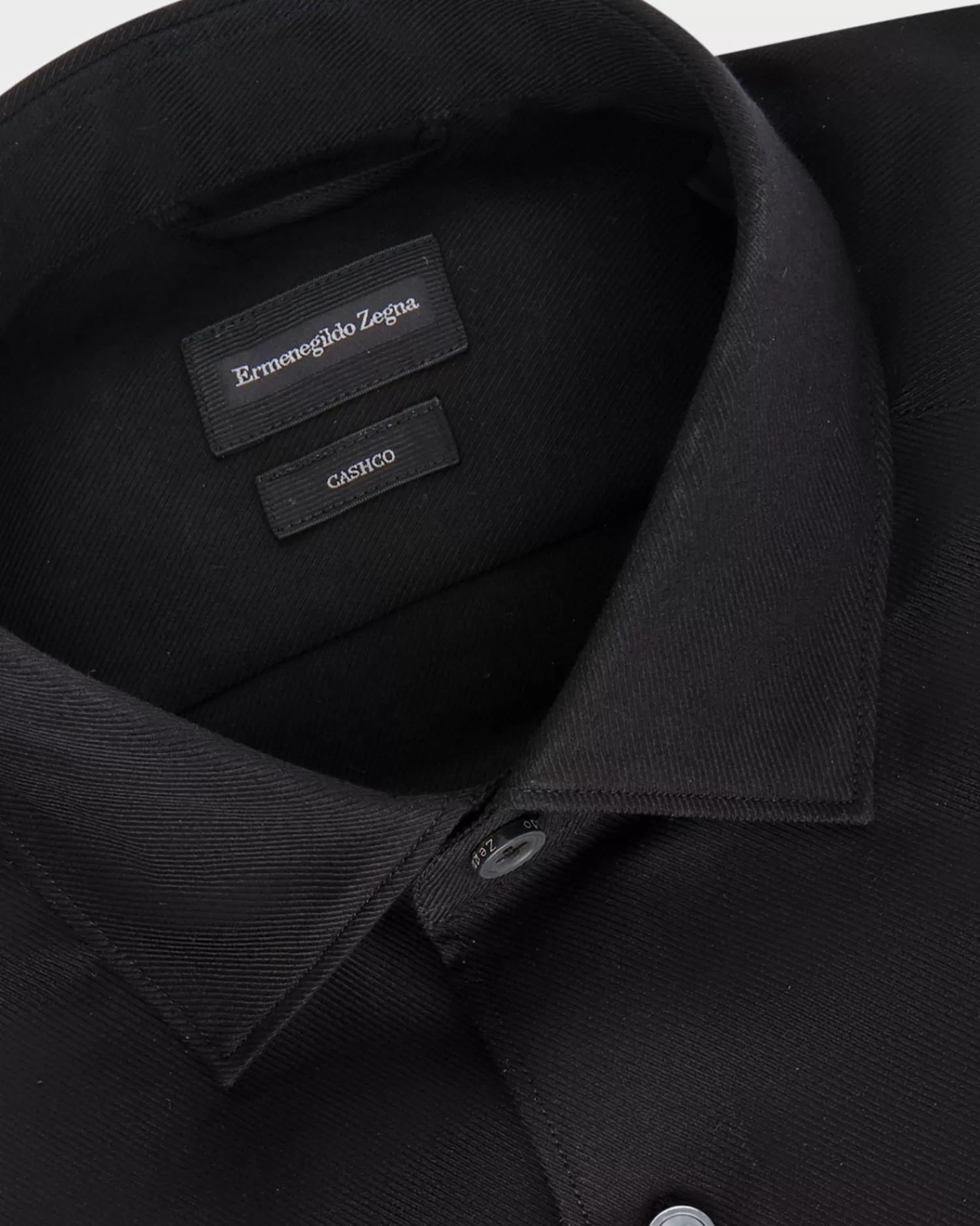 Ermenegildo Zegna Black Cashco Twill Shirt^ Casual Shirts