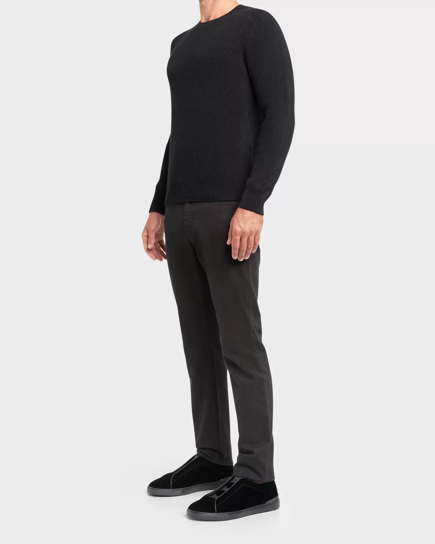 Gran Sasso Black Cashmere Crewneck Sweater^ Knitwear