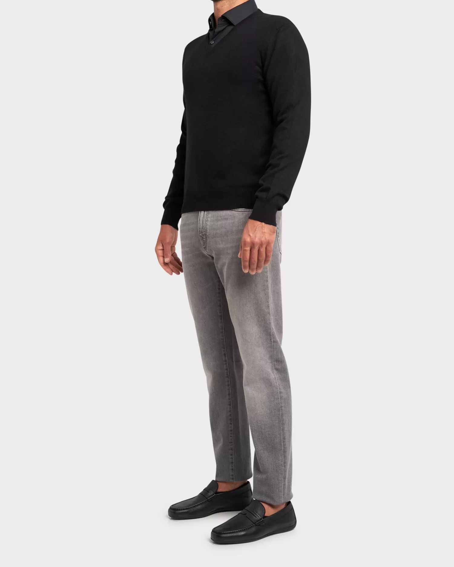 Gran Sasso Black Cashmere V Neck Sweater^ Knitwear