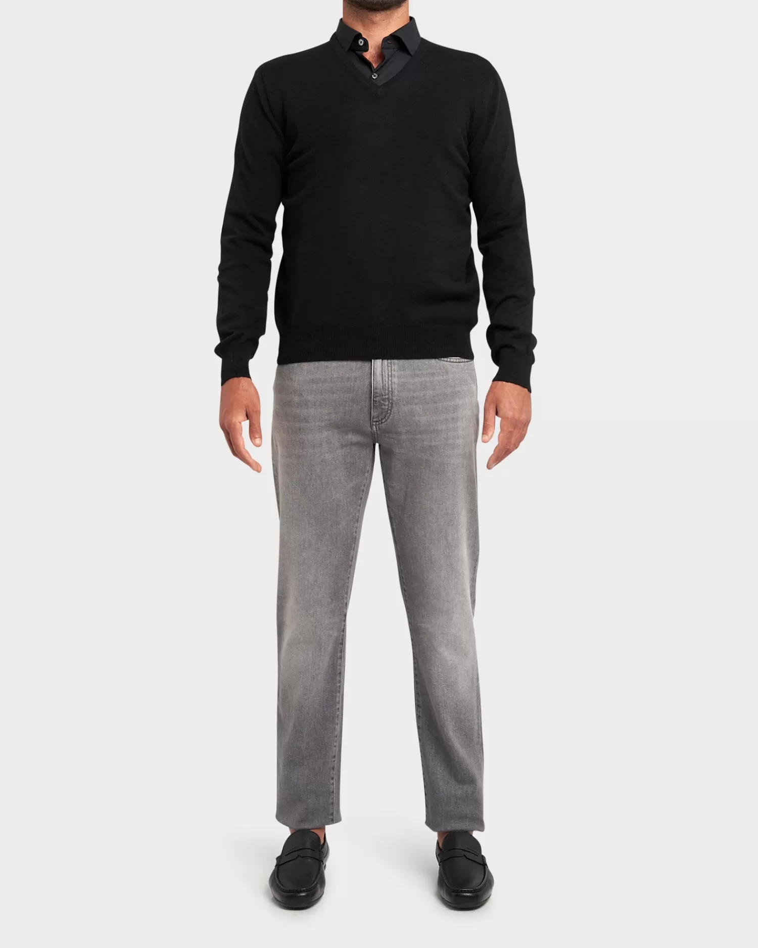 Gran Sasso Black Cashmere V Neck Sweater^ Knitwear