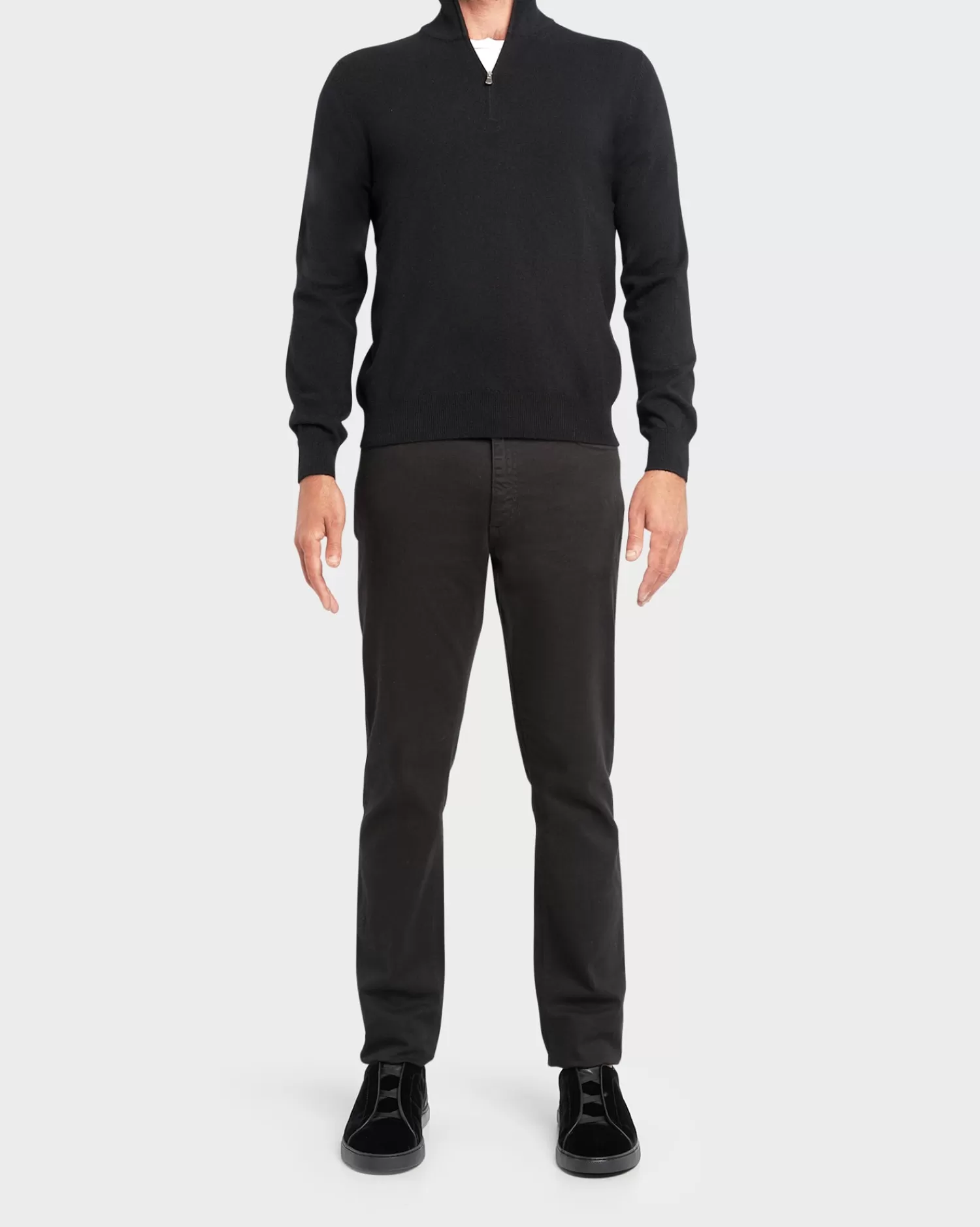 Gran Sasso Black Cashmere Zip Sweater^ Knitwear