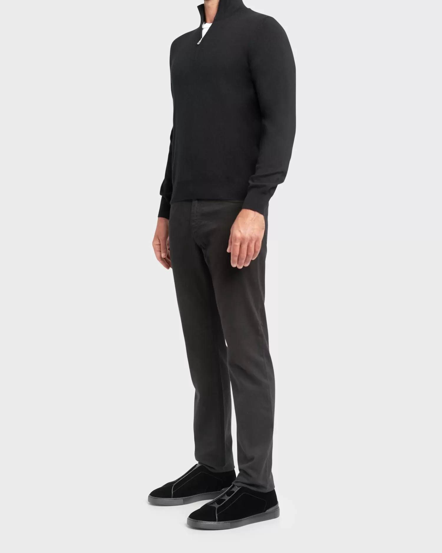 Gran Sasso Black Cashmere Zip Sweater^ Knitwear