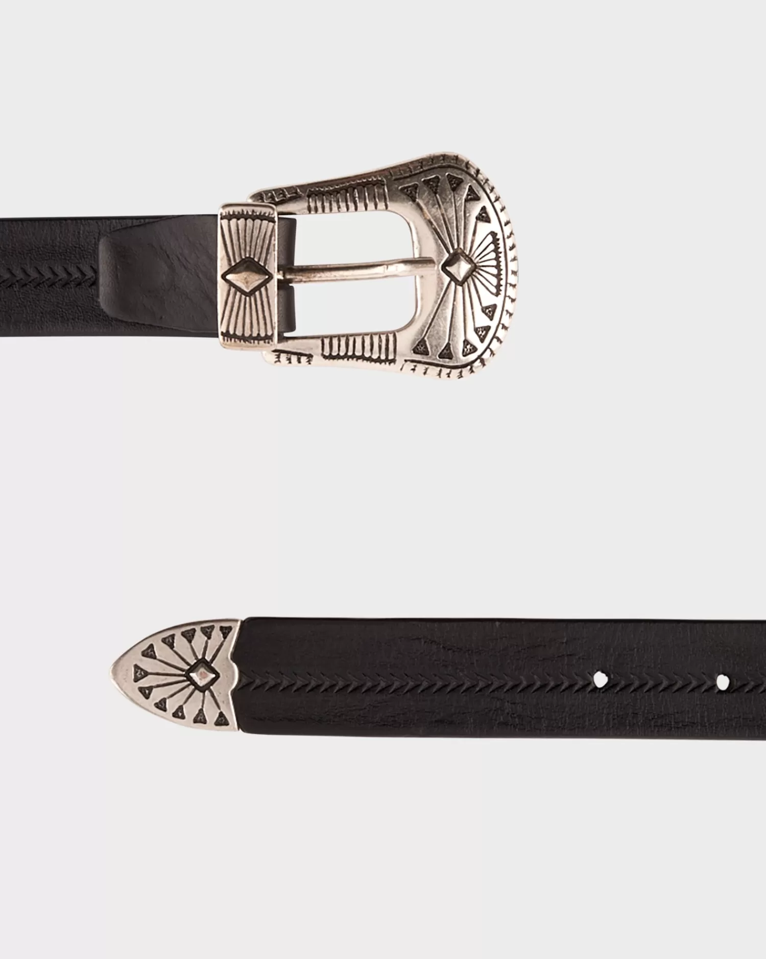 Alberto Luti Black Chevron Silver Buckle Belt^ Belts