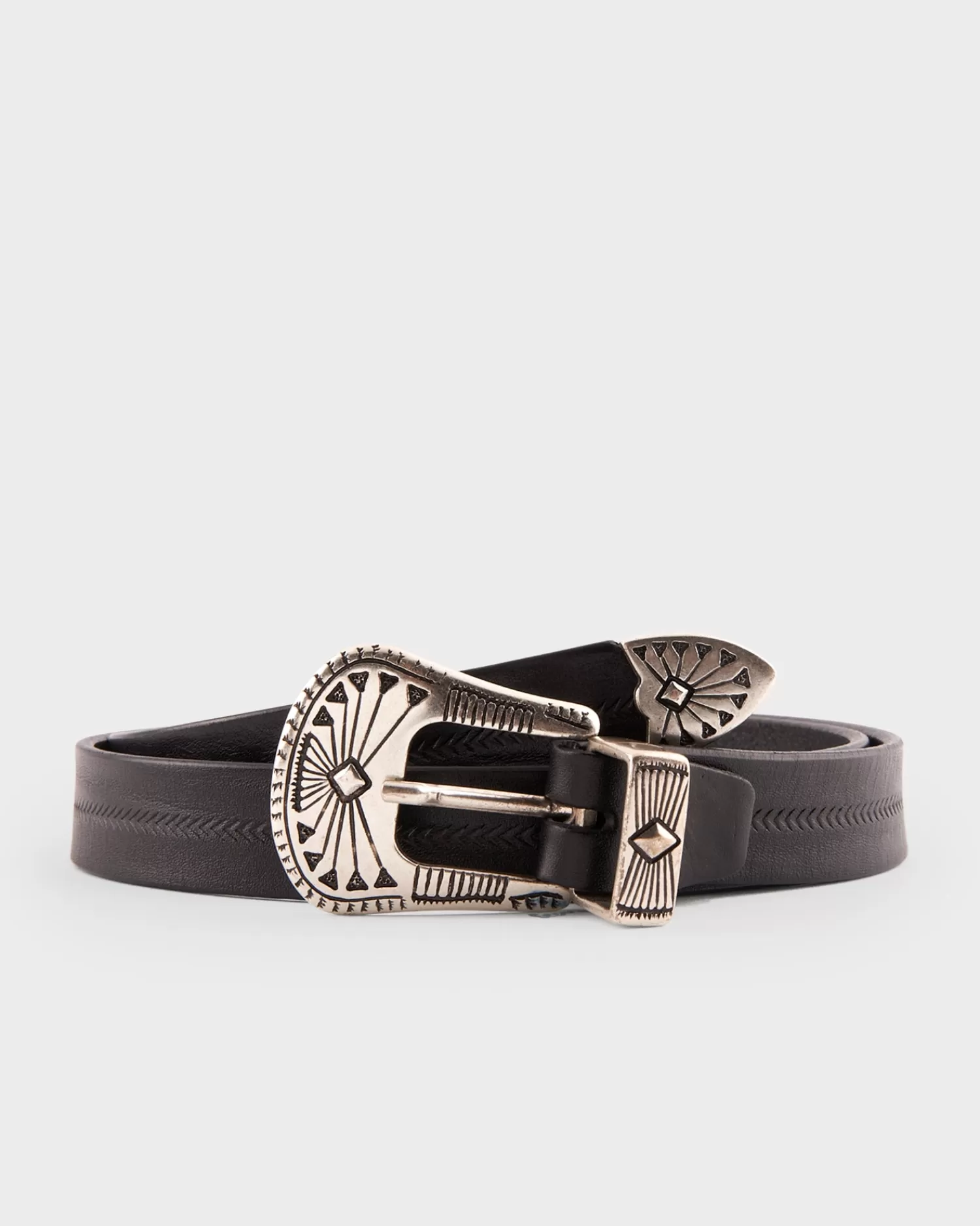 Alberto Luti Black Chevron Silver Buckle Belt^ Belts