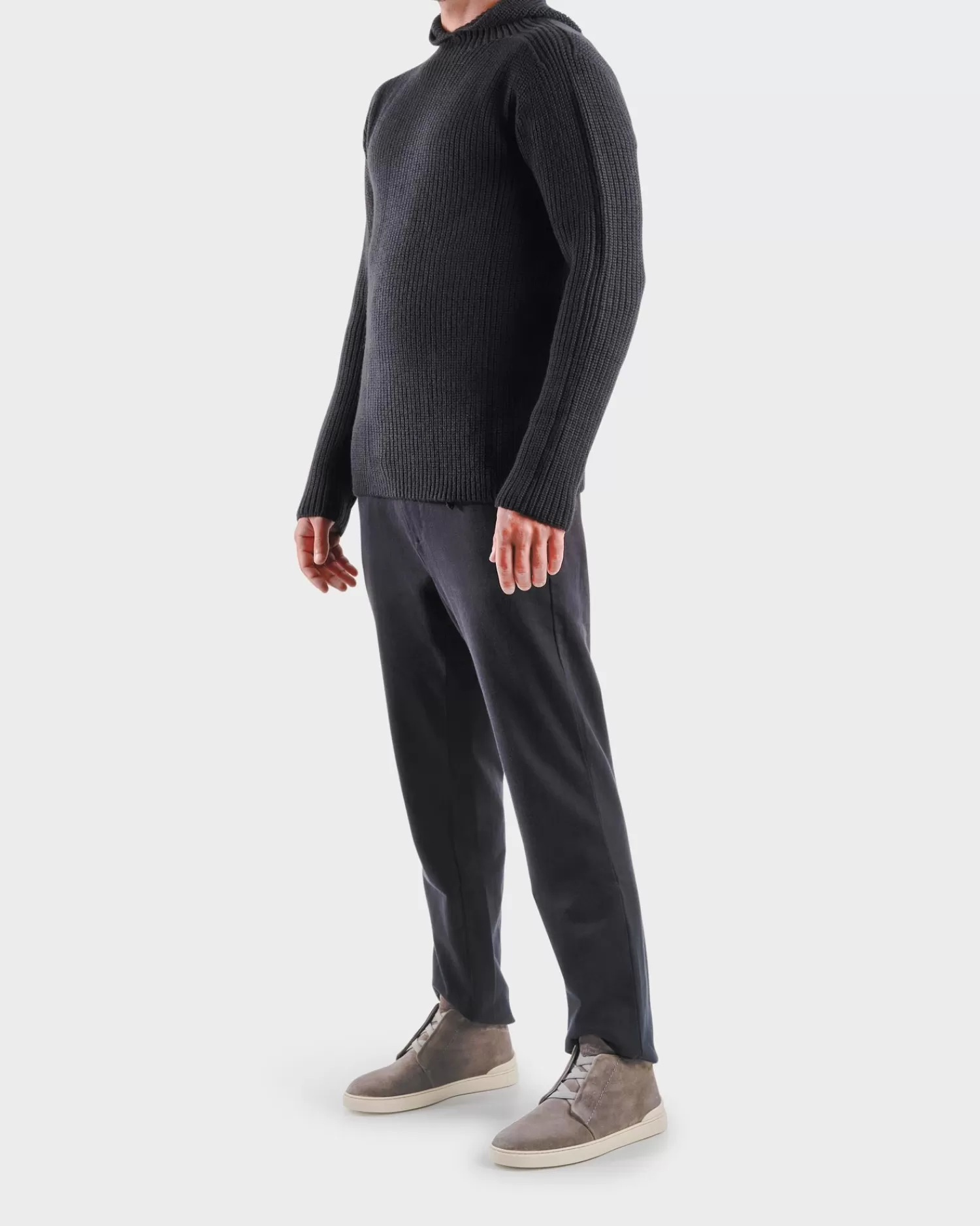 Hannes Roether Black Chunky Wool Knit Hoodie^ Knitwear