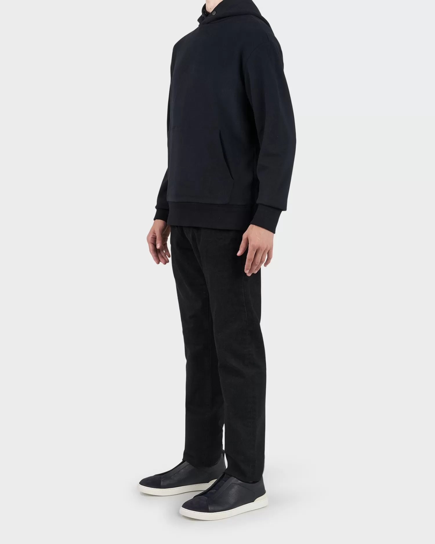 Zegna Black Cotton Cashmere Hoodie^ Sweatshirts And Hoodies