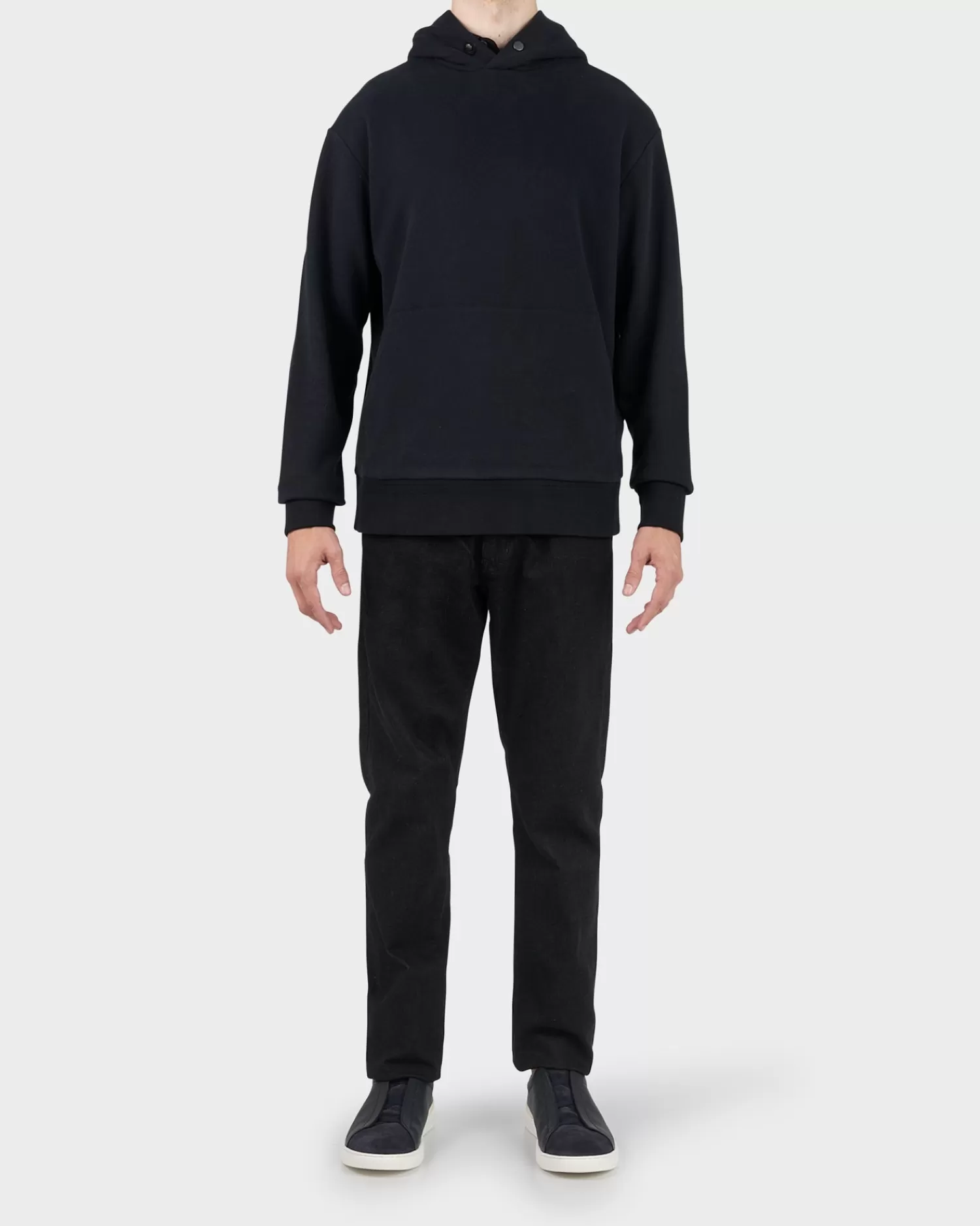 Zegna Black Cotton Cashmere Hoodie^ Sweatshirts And Hoodies