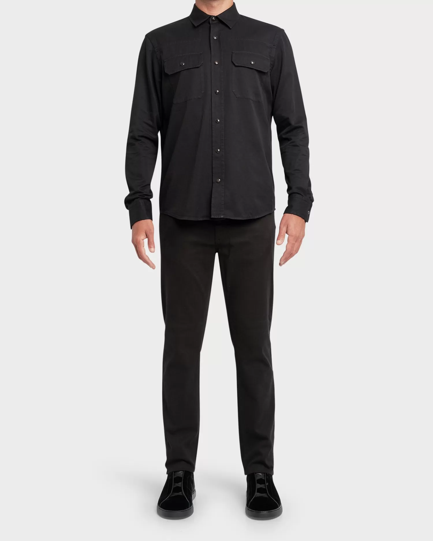 Zegna Black Cotton Denim Shirt^ Casual Shirts