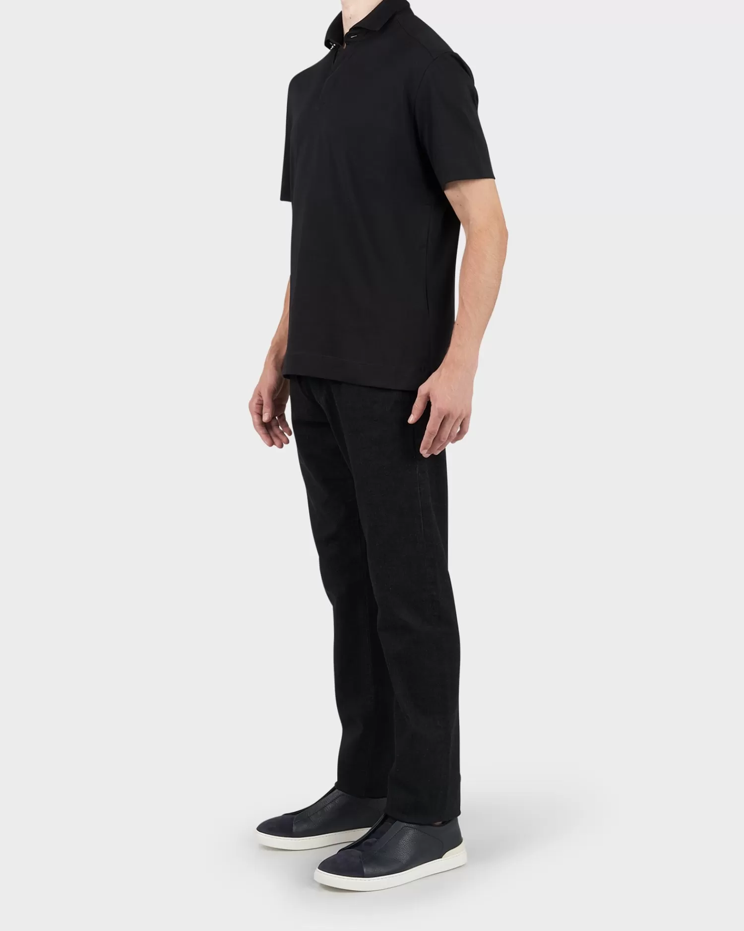 Zegna Black Cotton Polo Shirt^ Polos