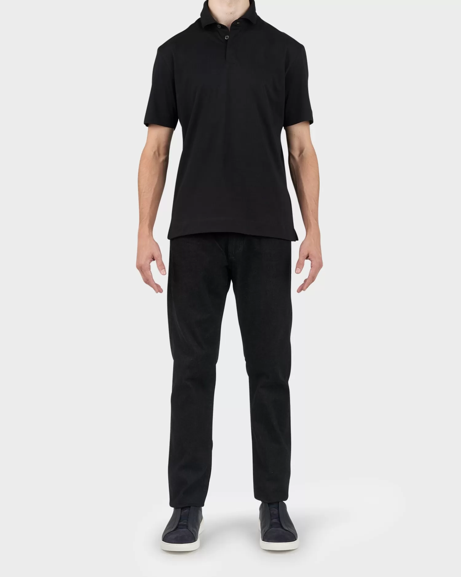 Zegna Black Cotton Polo Shirt^ Polos