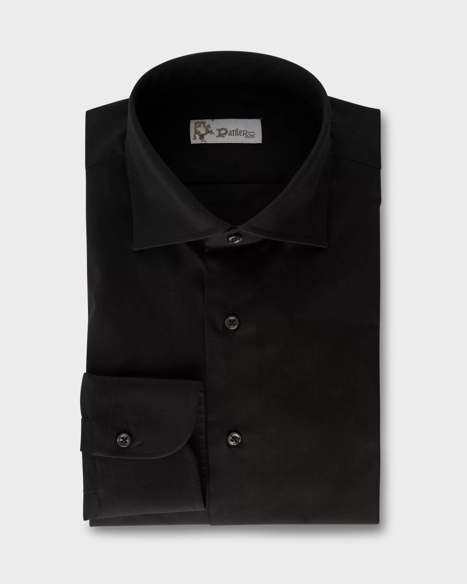 * Black Cotton Stretch Shirt^ Casual Shirts