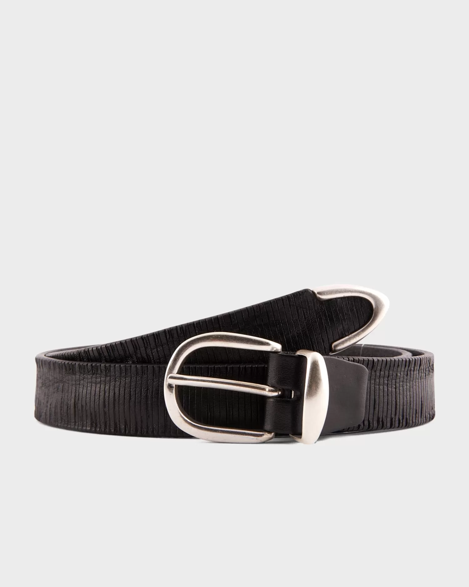 Alberto Luti Black Distressed Spliced Leather Belt^ Belts