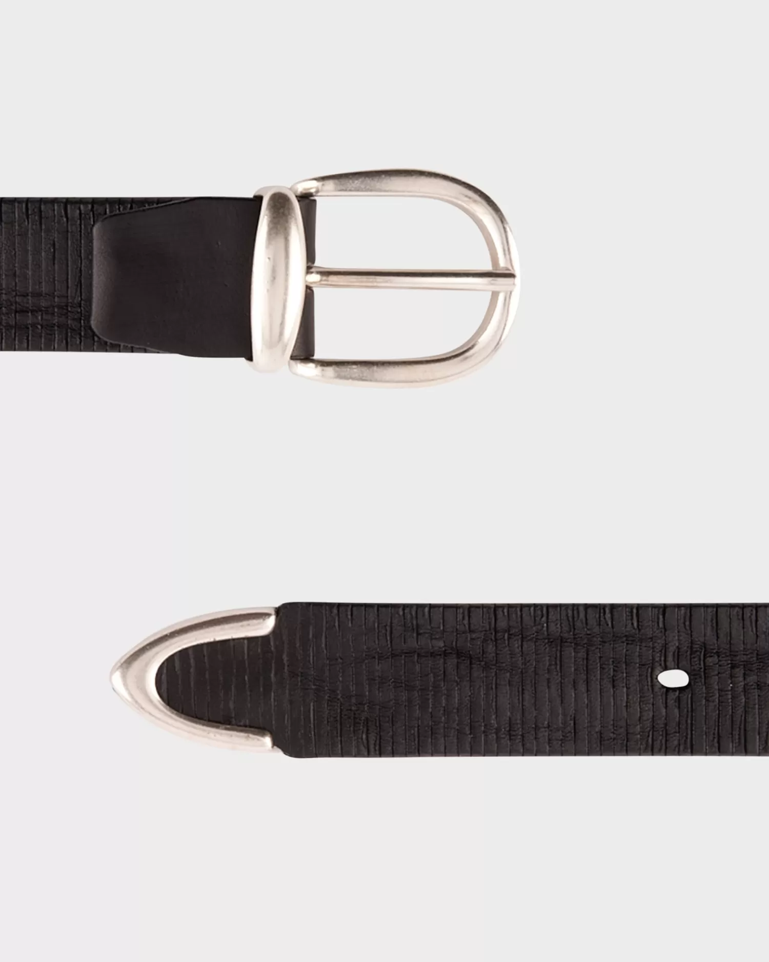 Alberto Luti Black Distressed Spliced Leather Belt^ Belts