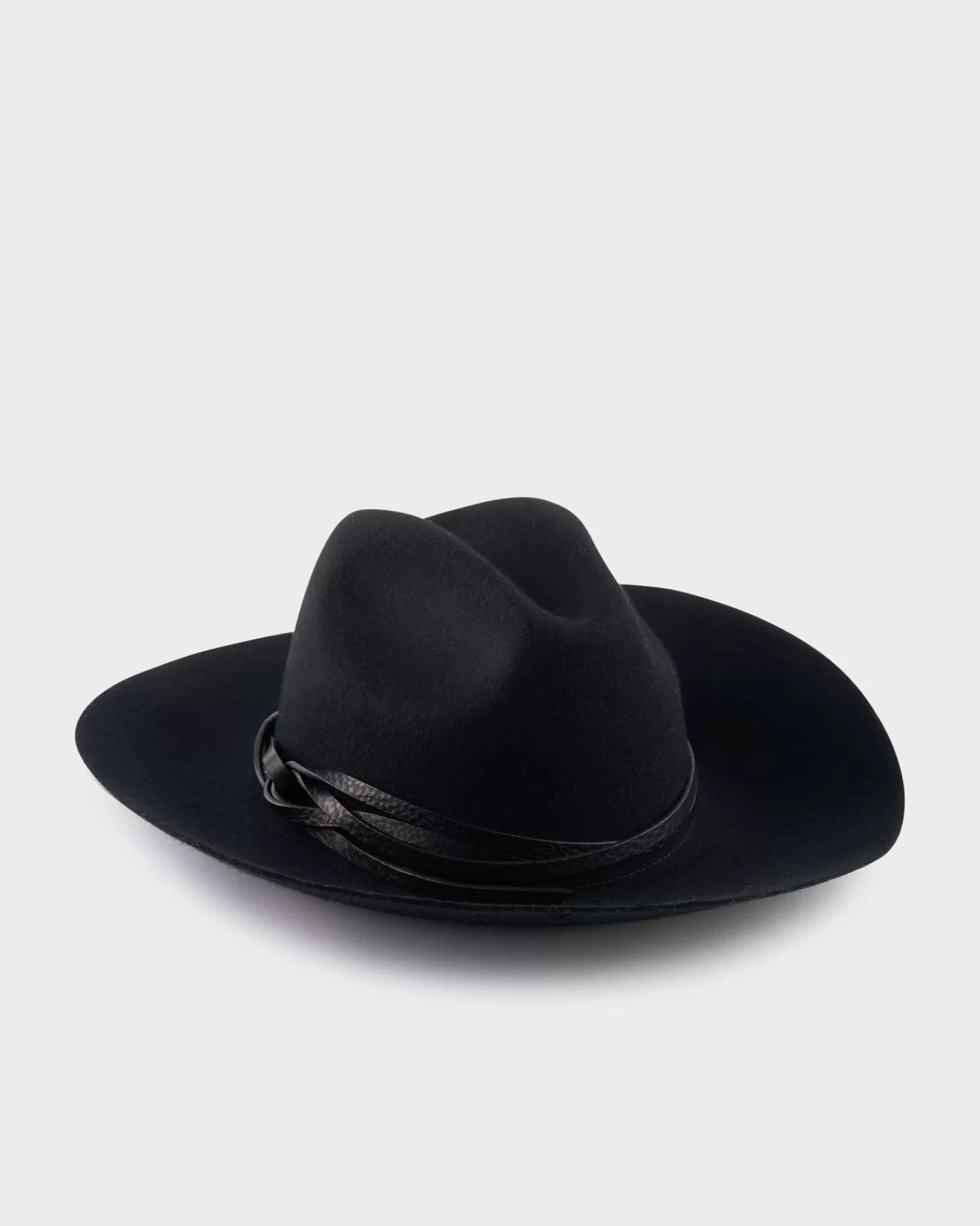 Golden Goose Black Felt Leather Strap Fedora^ Hats And Beanies