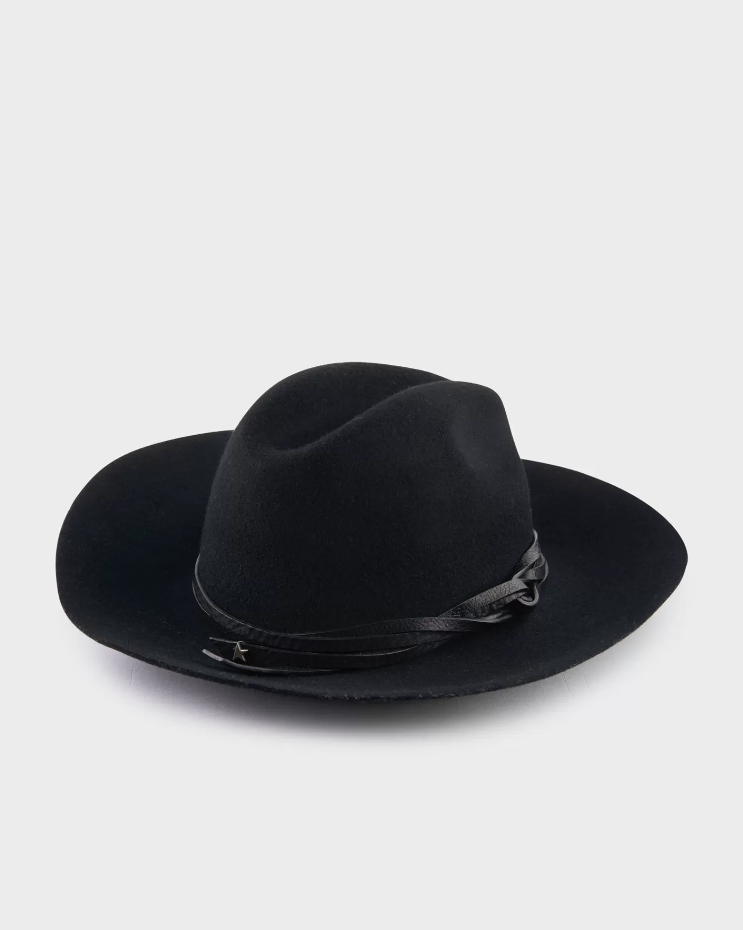 Golden Goose Black Felt Leather Strap Fedora^ Hats And Beanies