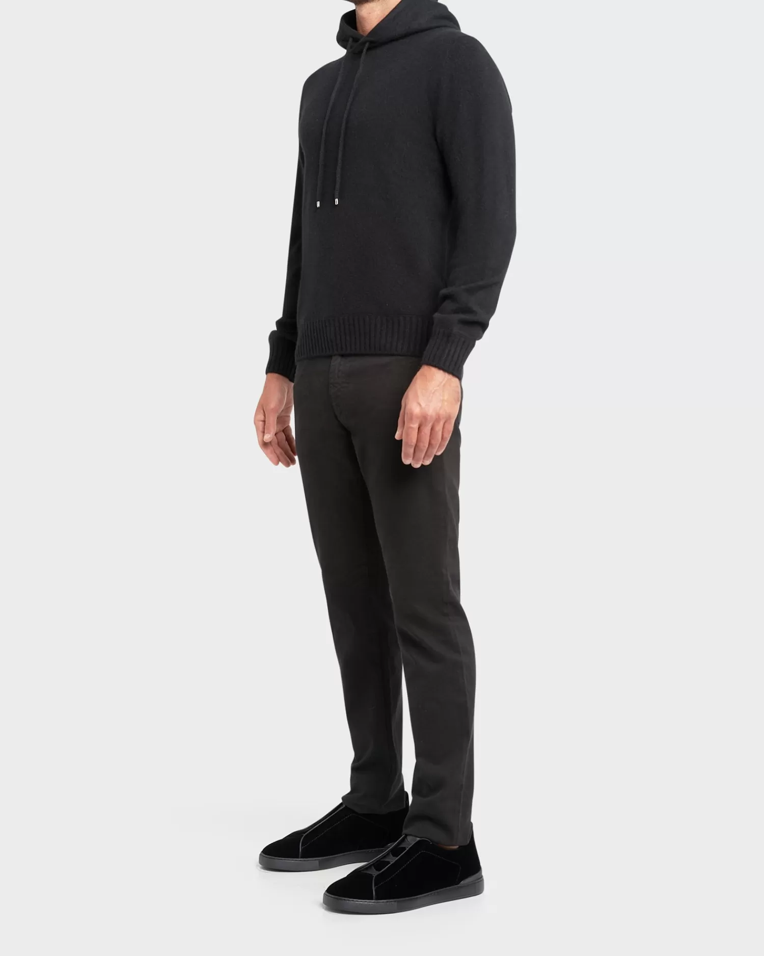 Gran Sasso Black Felted Cashmere Hoodie^ Knitwear