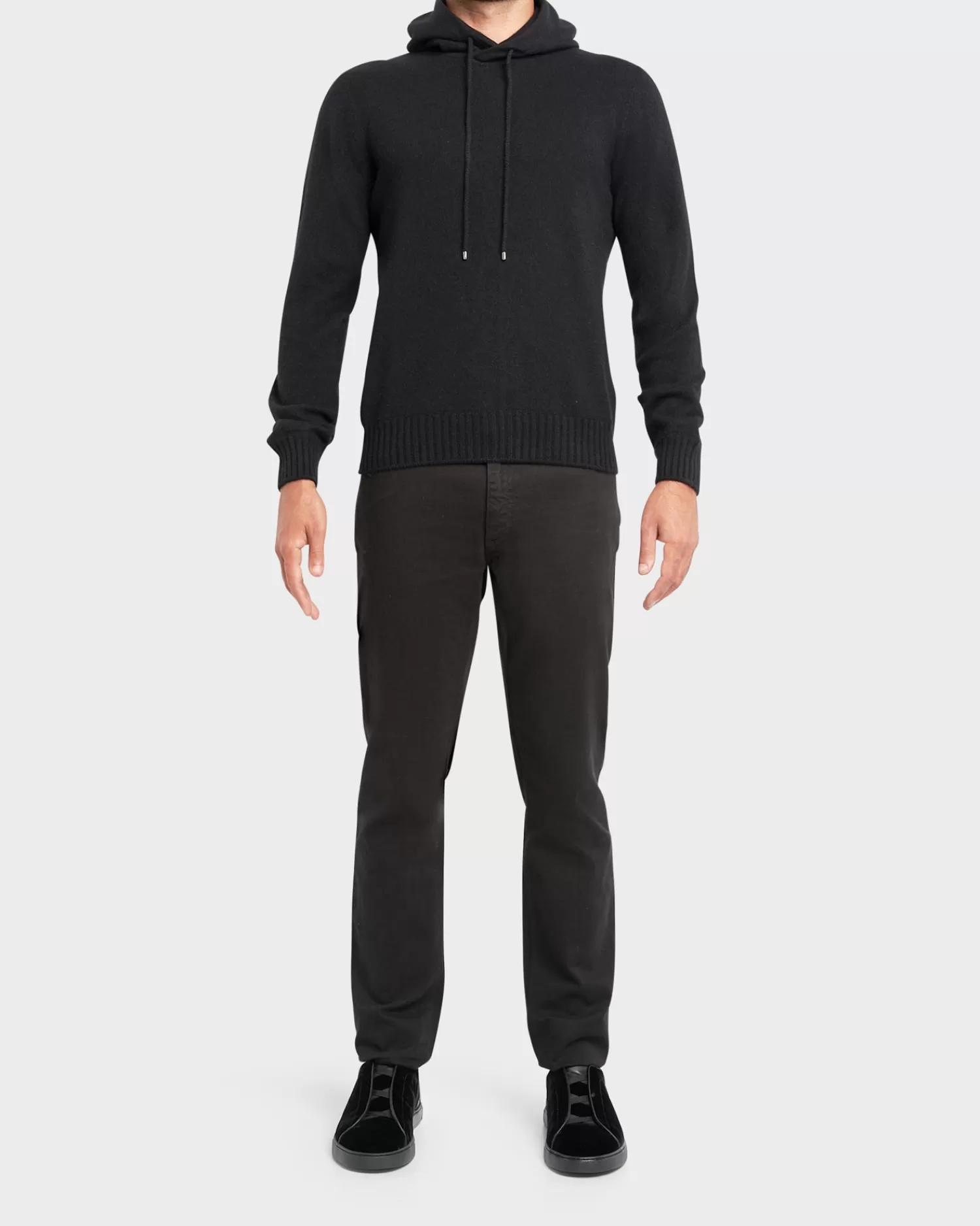 Gran Sasso Black Felted Cashmere Hoodie^ Knitwear