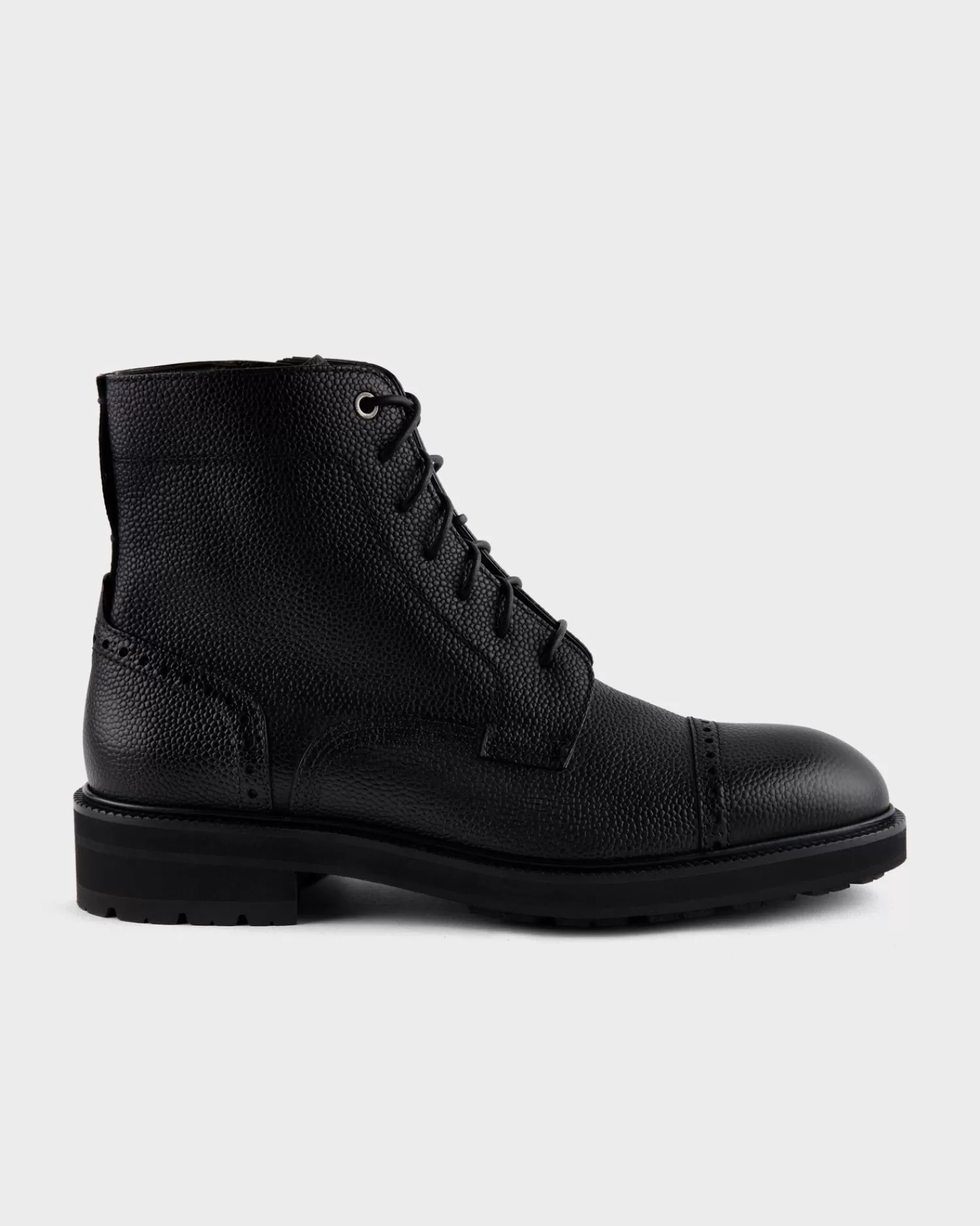 Ermenegildo Zegna Black Grained Leather Arezzo Lace-Up Boots^ Boots