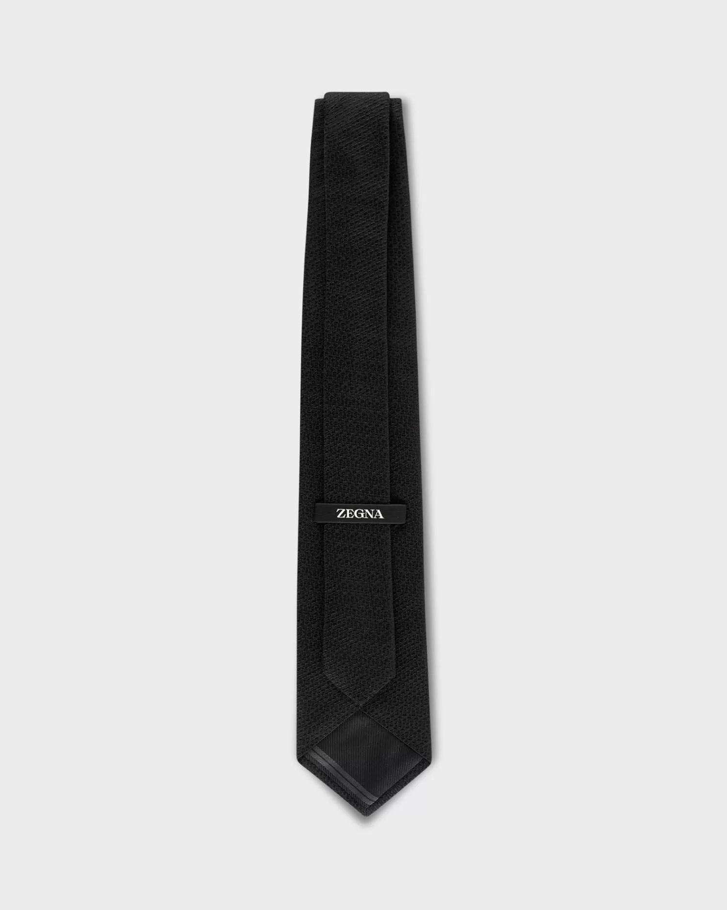 Zegna Black Jacquard Silk Tie^ Ties