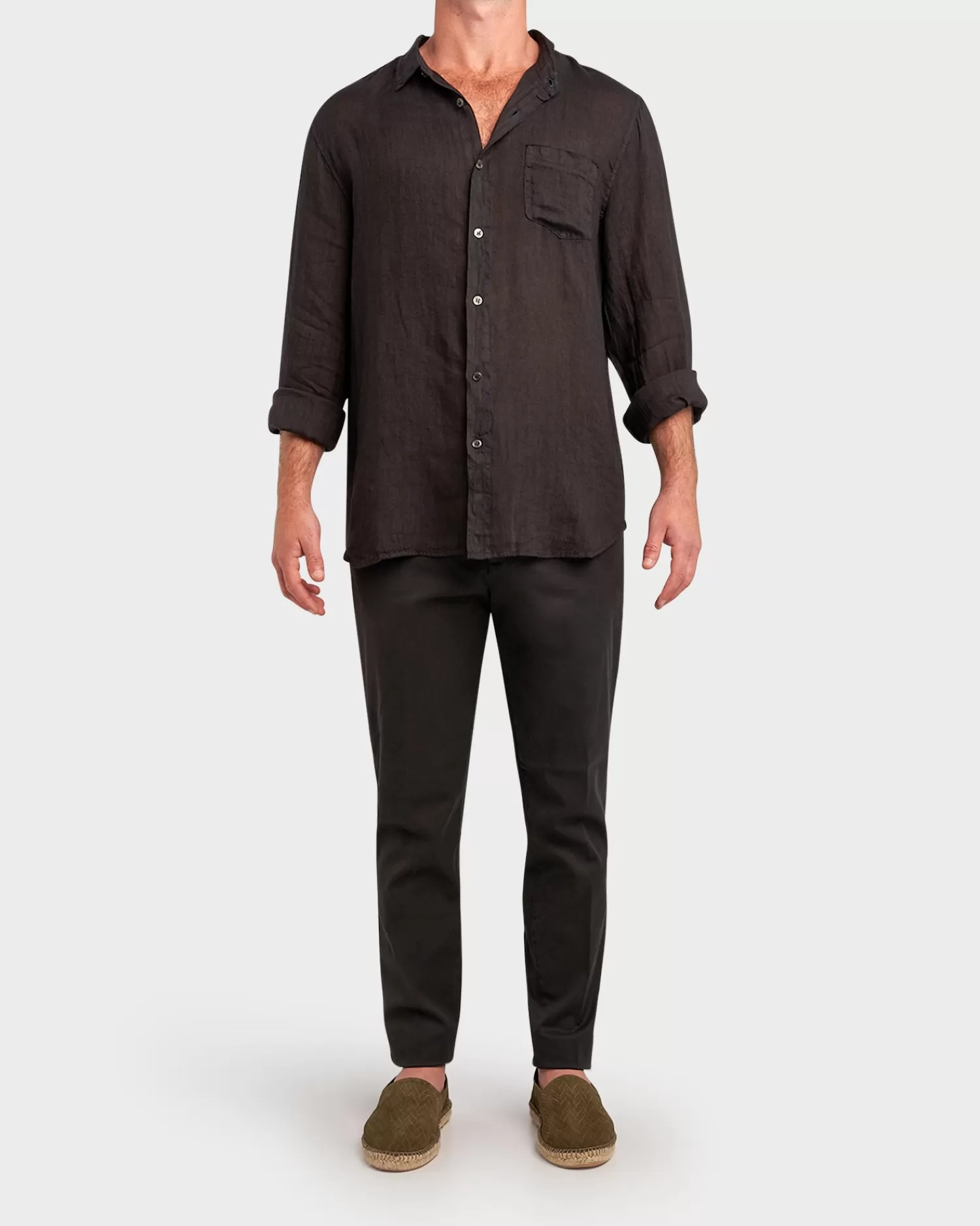 Crossley Black Linen Shirt^ Casual Shirts