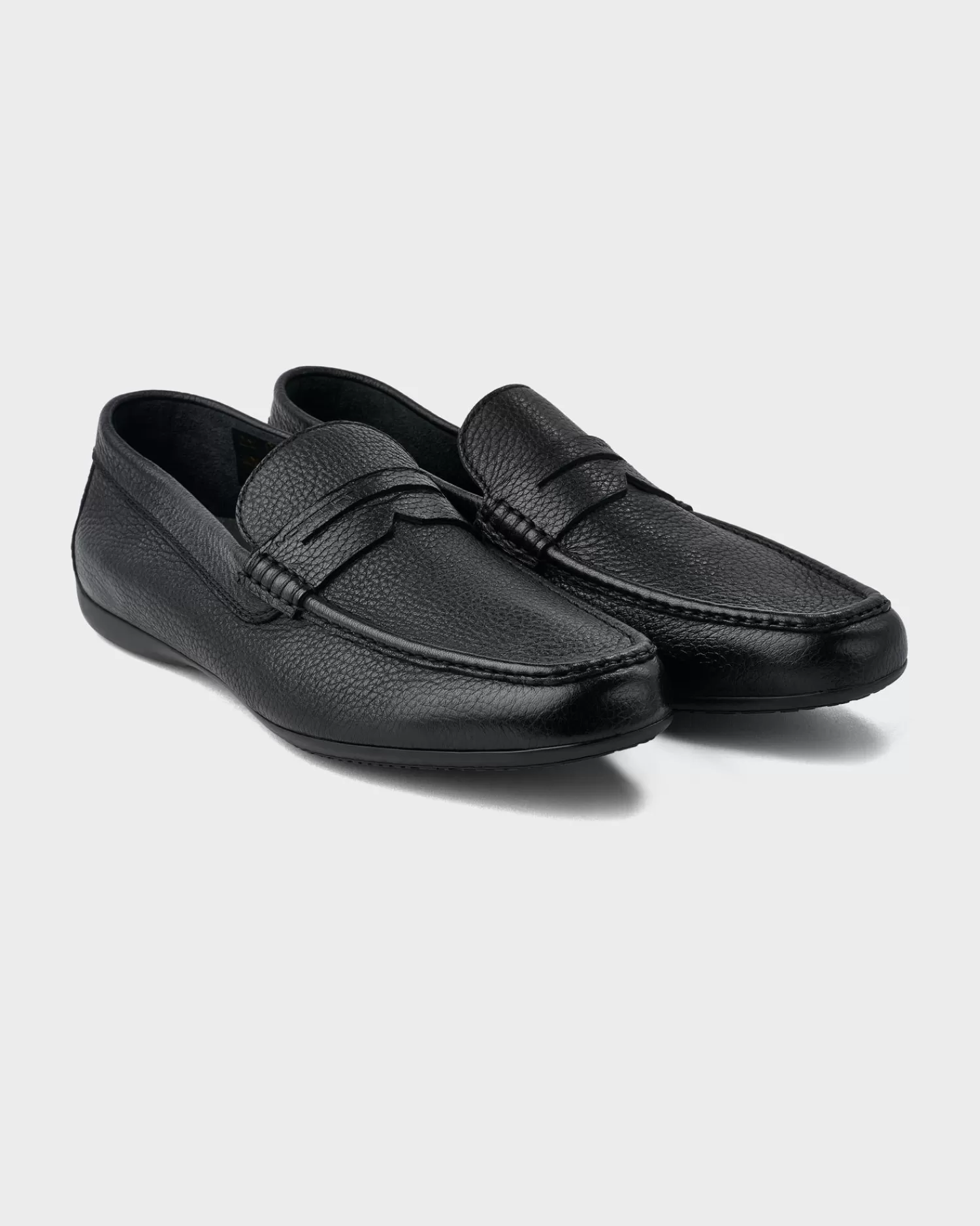 Moreschi Black Minorca Pebbled Leather Loafer^ Loafers