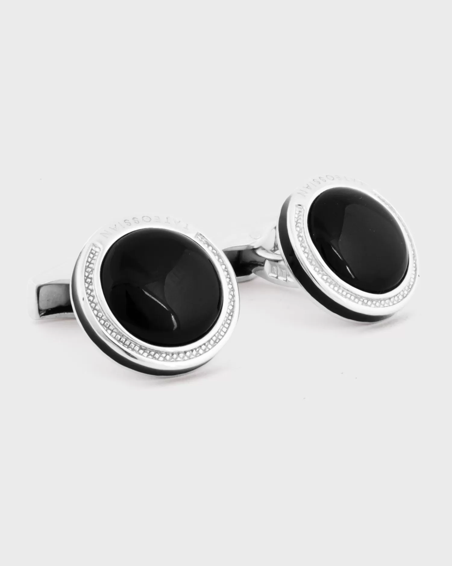 Tateossian Black Onyx Round Sterling Silver Cufflinks^ Cufflinks