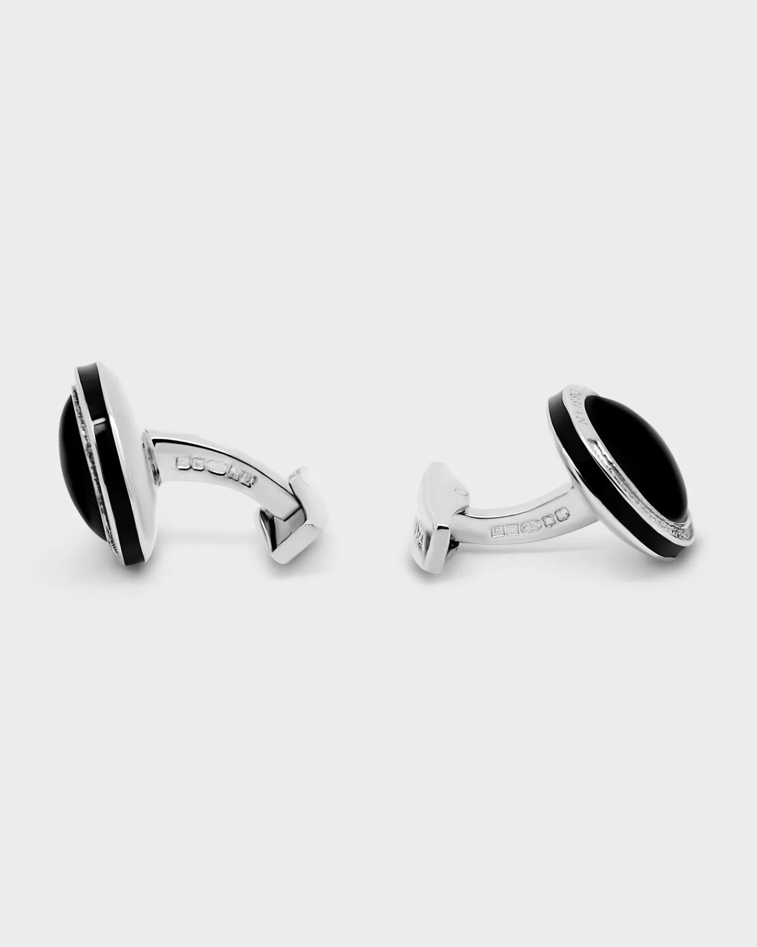 Tateossian Black Onyx Round Sterling Silver Cufflinks^ Cufflinks