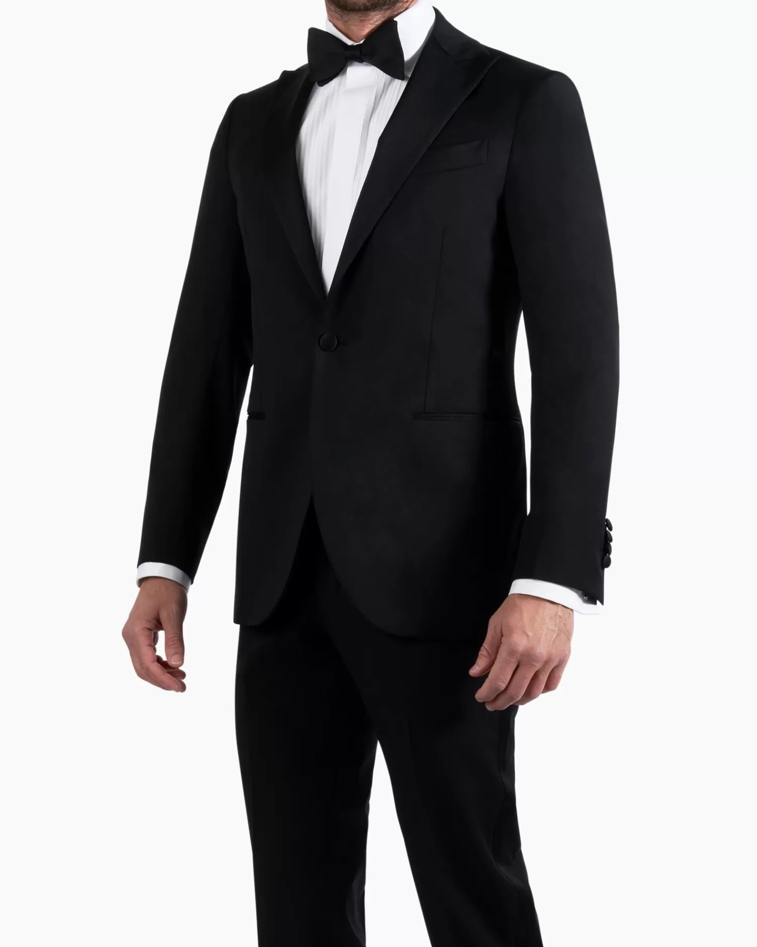 * Black Peak Lapel Pure Wool Dinner Suit^ Evening Wear