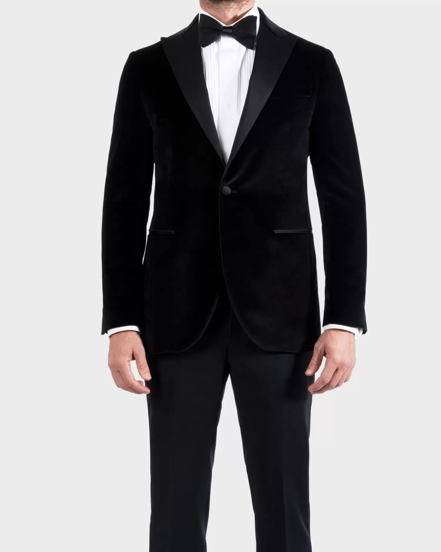 * Black Peak Lapel Velvet Dinner Jacket^ Weddings