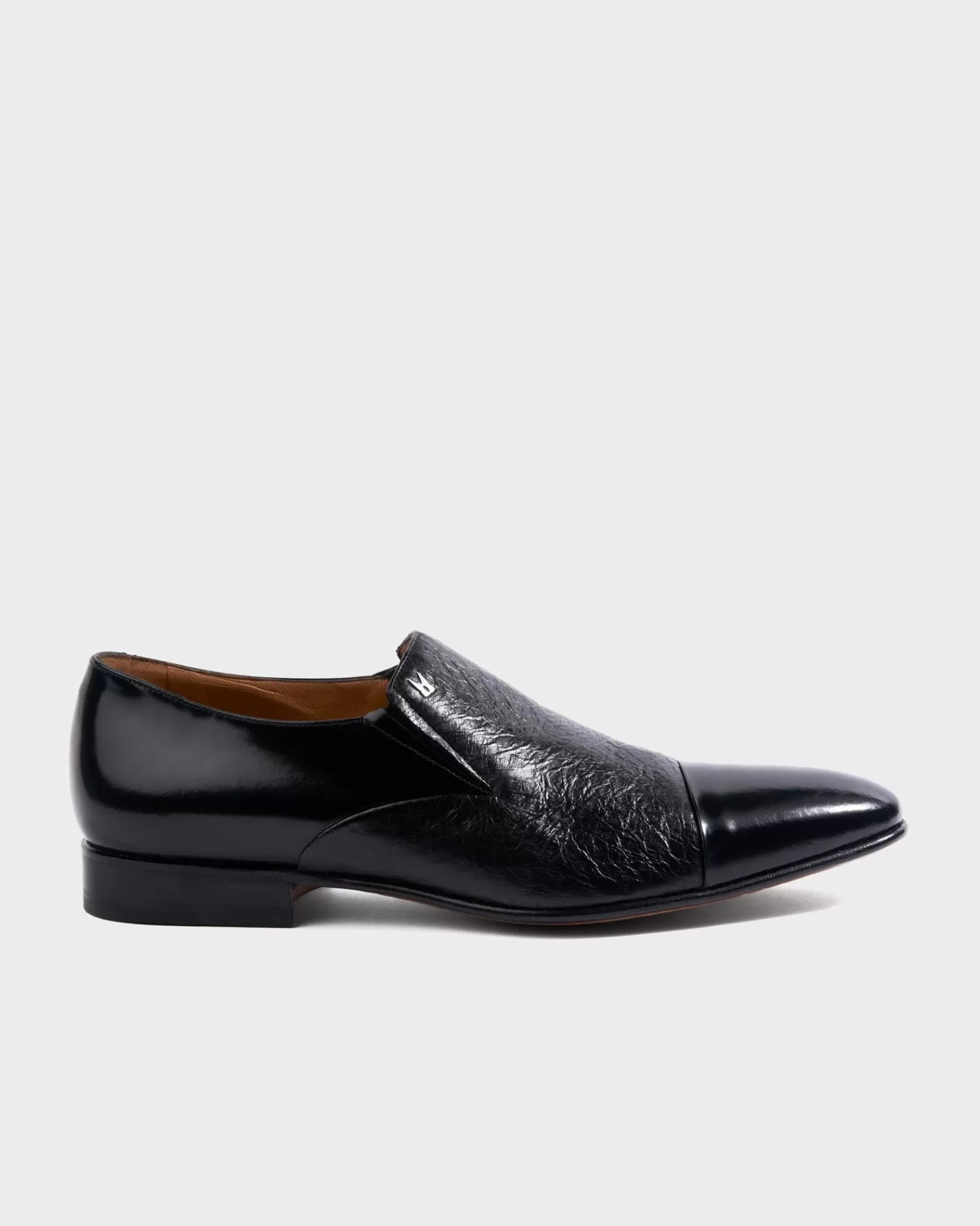 Moreschi Black Rennes Brushed Calfskin Toe Cap Loafer^ Loafers