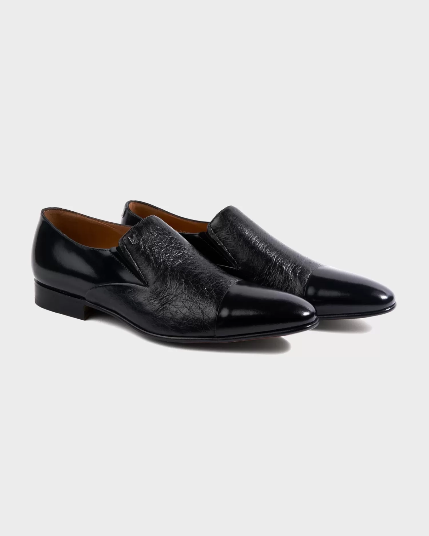 Moreschi Black Rennes Brushed Calfskin Toe Cap Loafer^ Loafers