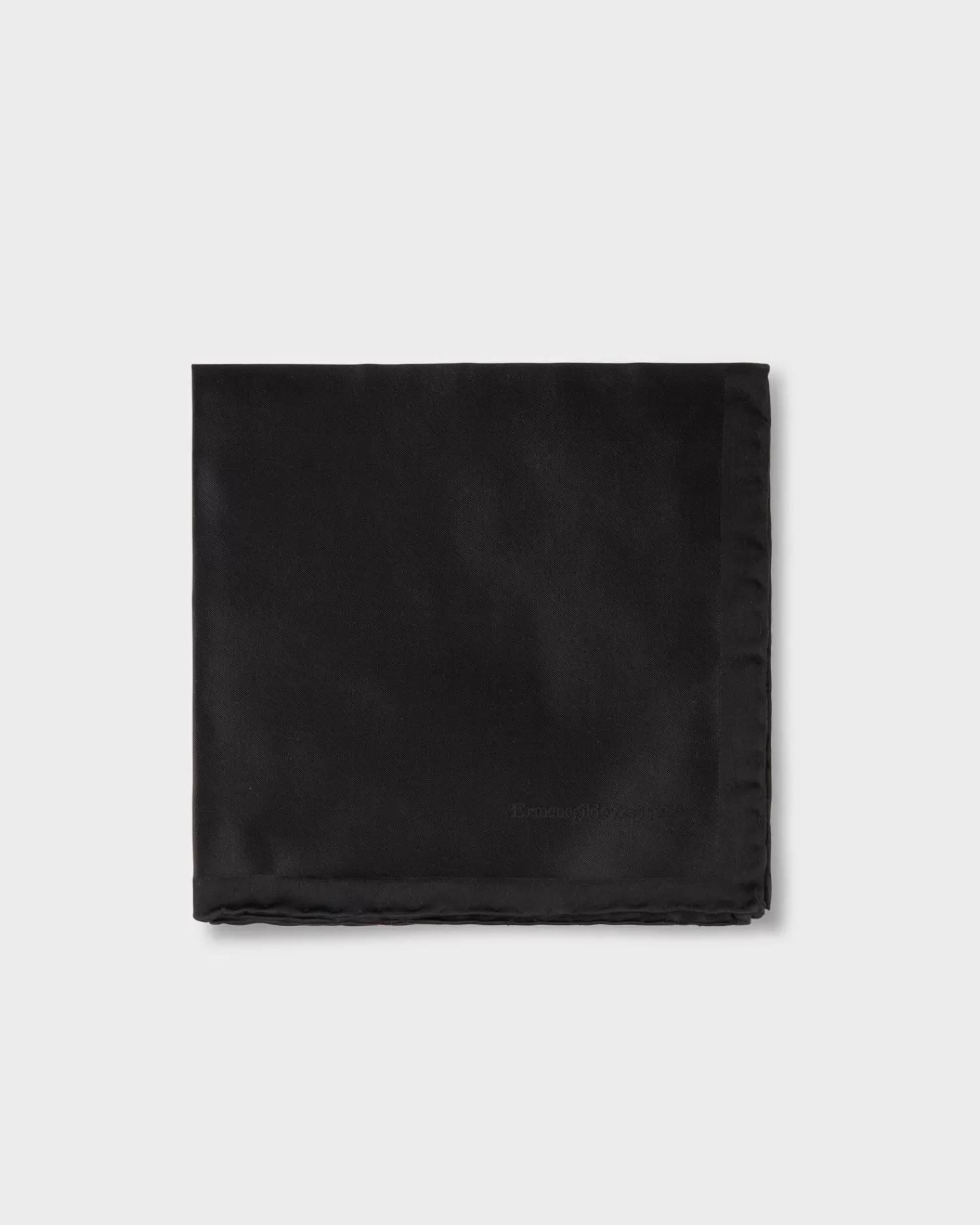 Ermenegildo Zegna Black Silk Pocket Square^ Pocket Squares