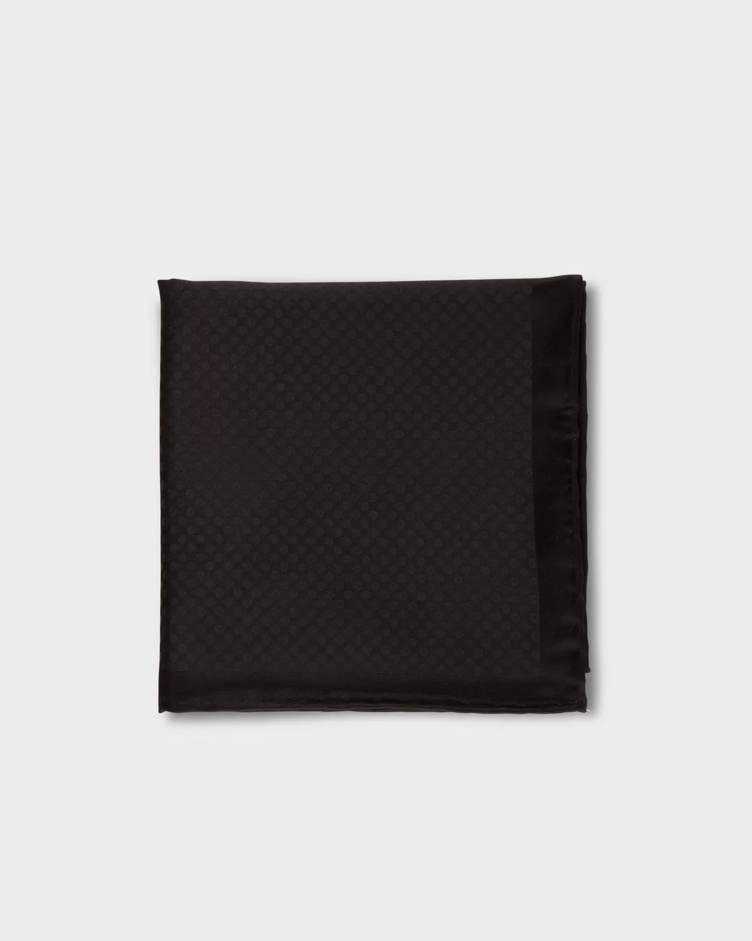 Brioni Black Spotted Silk Pocket Square^ Pocket Squares