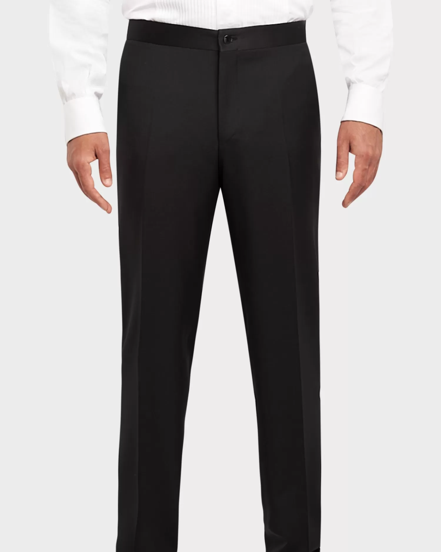 Canali Black Superfine Wool Flat Front Dinner Trousers^ Evening Wear