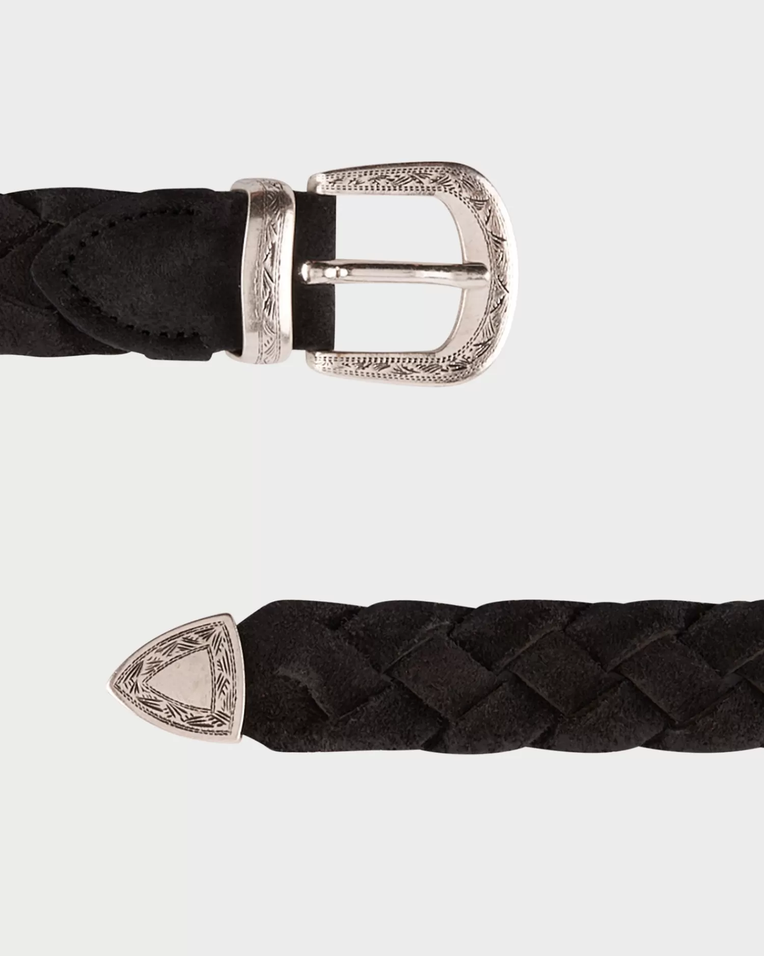 Alberto Luti Black Treccia Woven Suede Antiqued Belt^ Belts