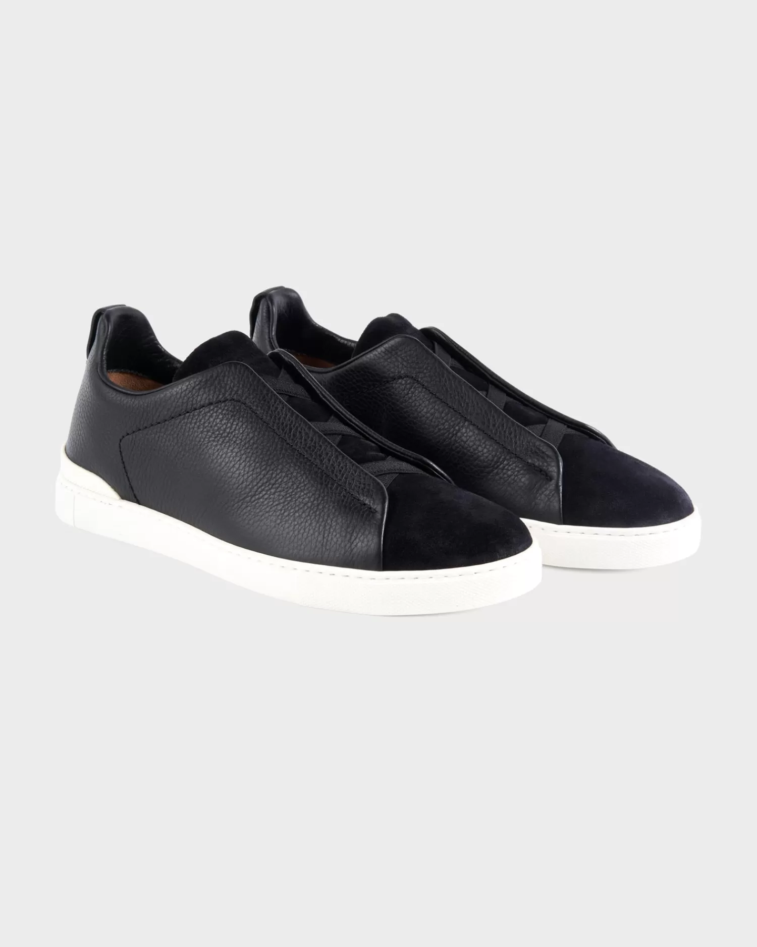 Ermenegildo Zegna Couture Black Triple Stitch Sneakers^ Sneakers