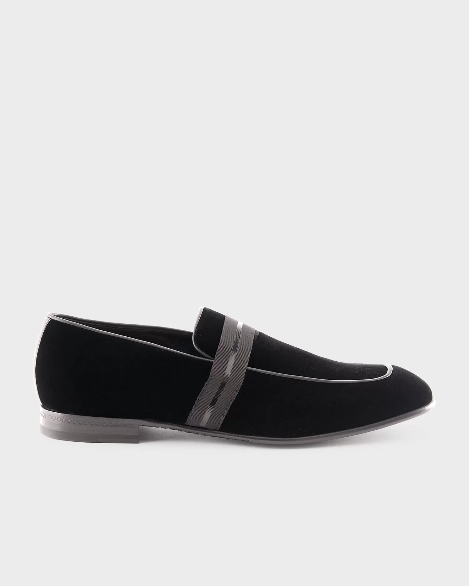 Zegna Black Velvet Lido Slip On Loafers^ Evening Wear