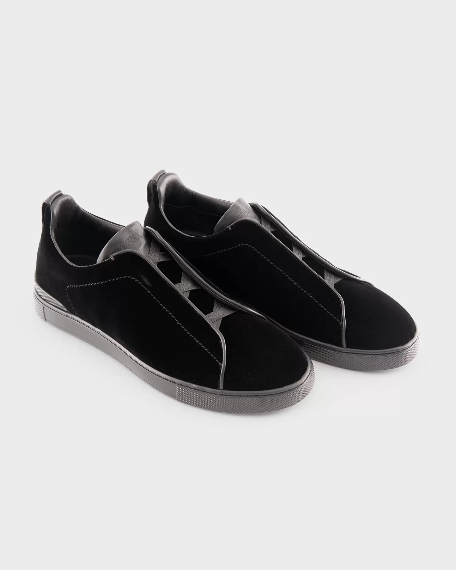 Zegna Black Velvet Triple Stitch Sneakers^ Sneakers