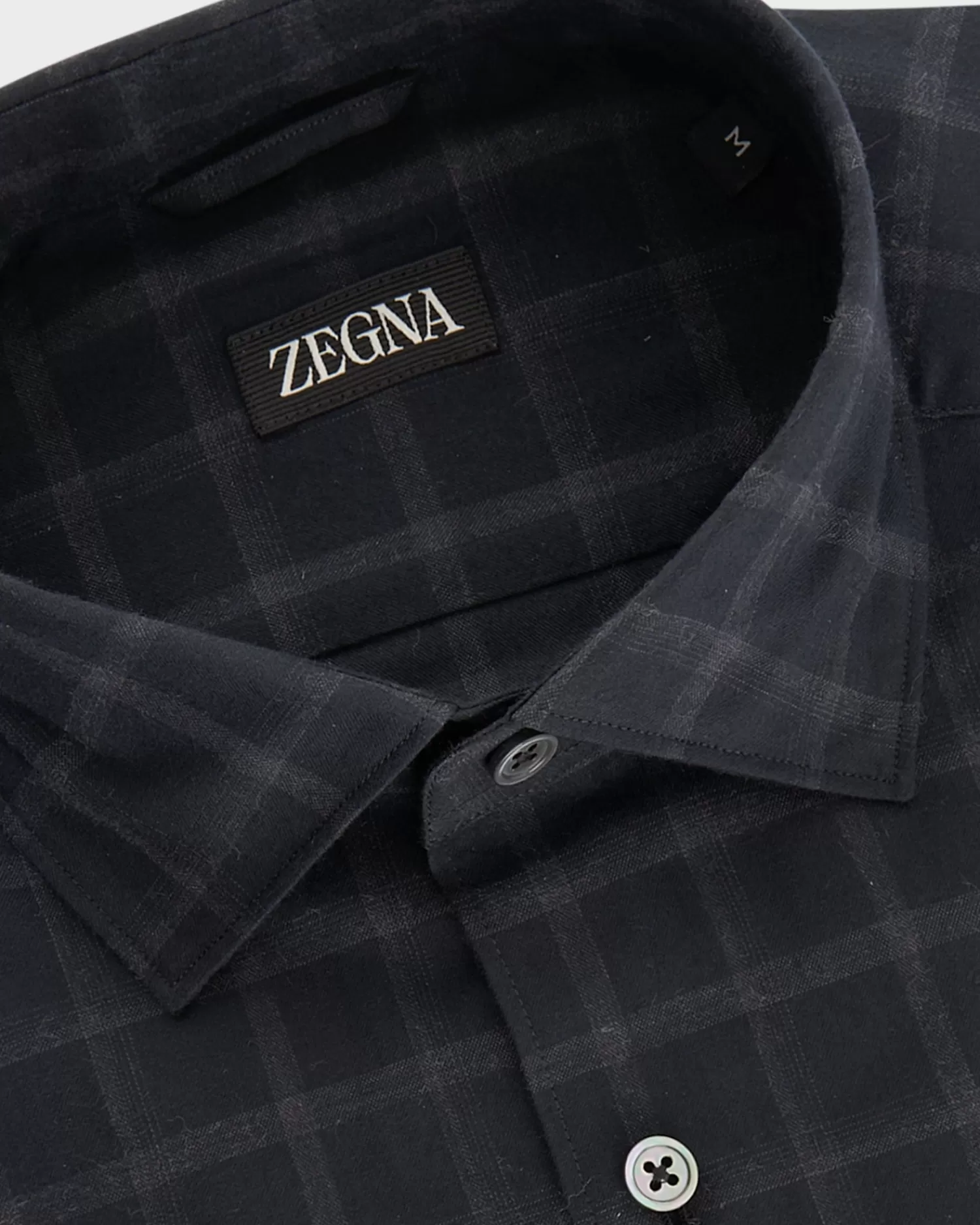 Zegna Black With Large Grey Check Cotton Shirt^ Casual Shirts