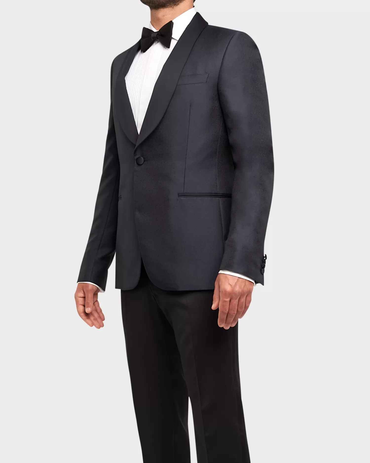 Zegna Black Wool Silk Lapel Tuxedo^ Evening Wear