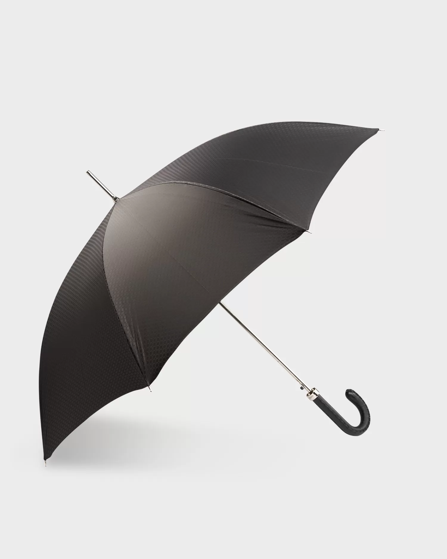 Pasotti Black Woven Pattern Umbrella With Leather Handle^ Accessories