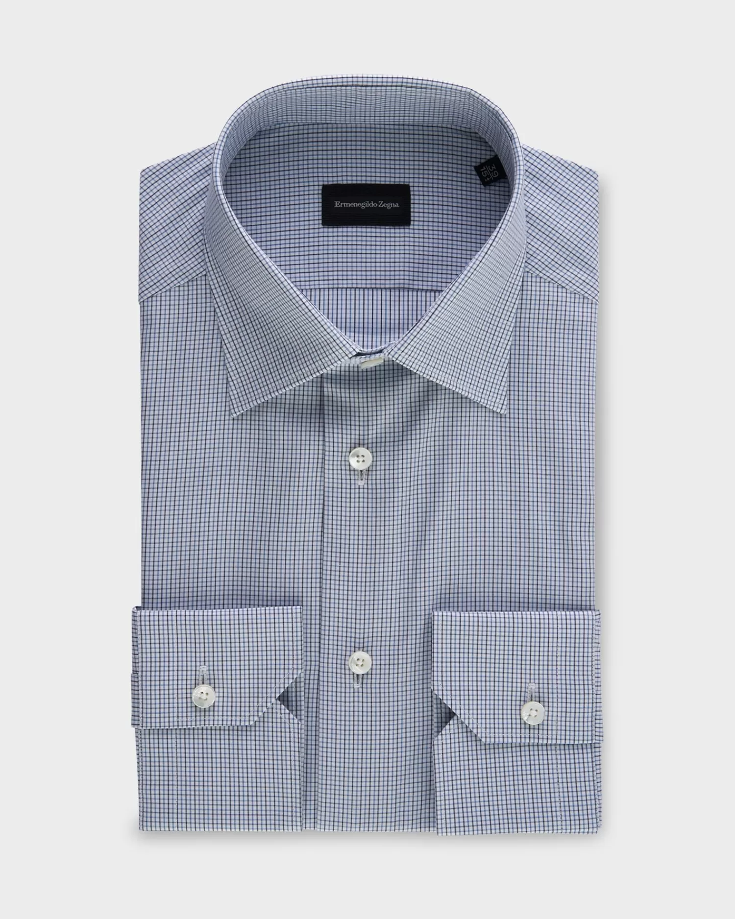 Ermenegildo Zegna Blue And Black Check Cotton Shirt^ Business Shirts